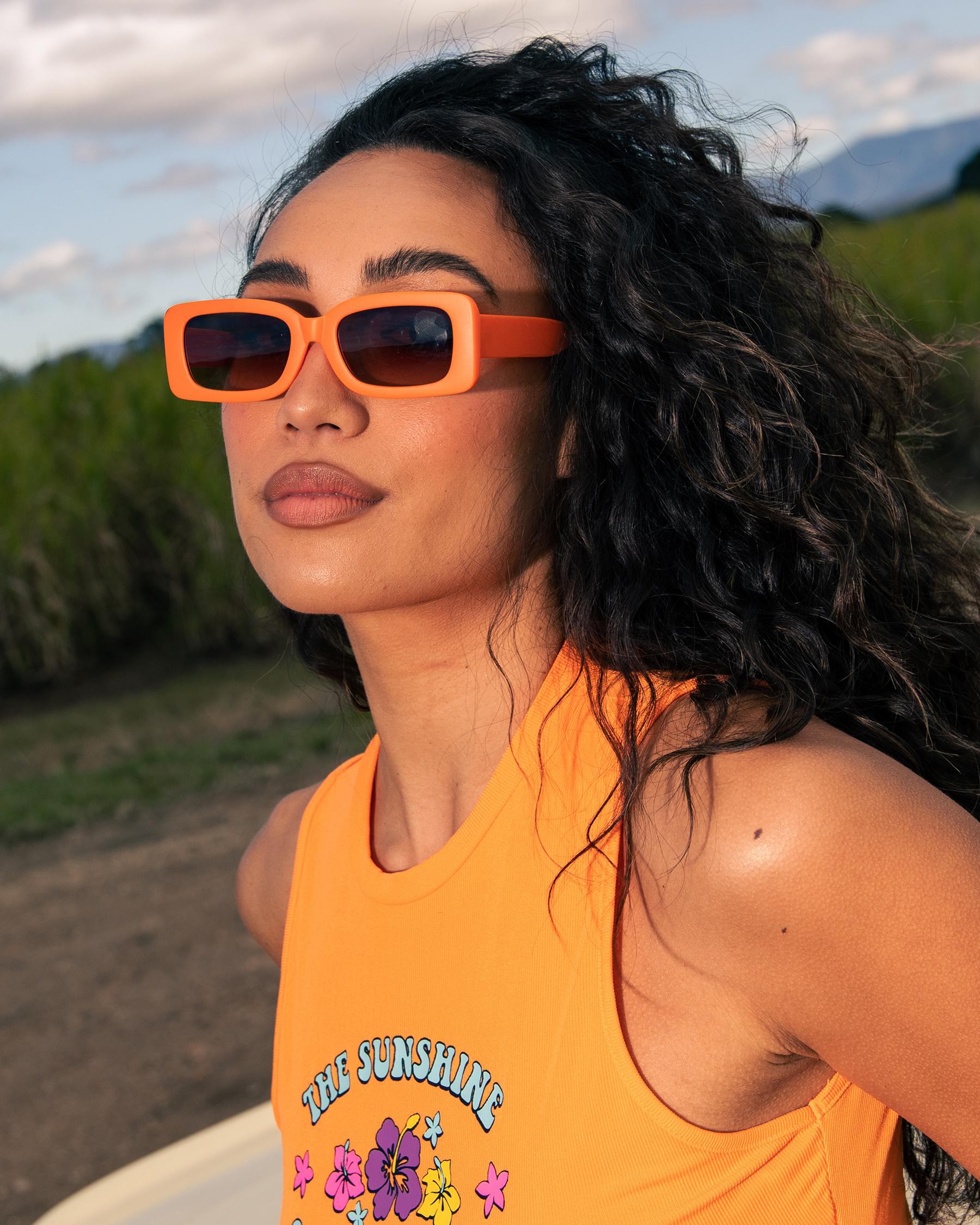 Shop Indie Eyewear Newport Sunglasses In Matt Orange/grad Brown - Fast ...