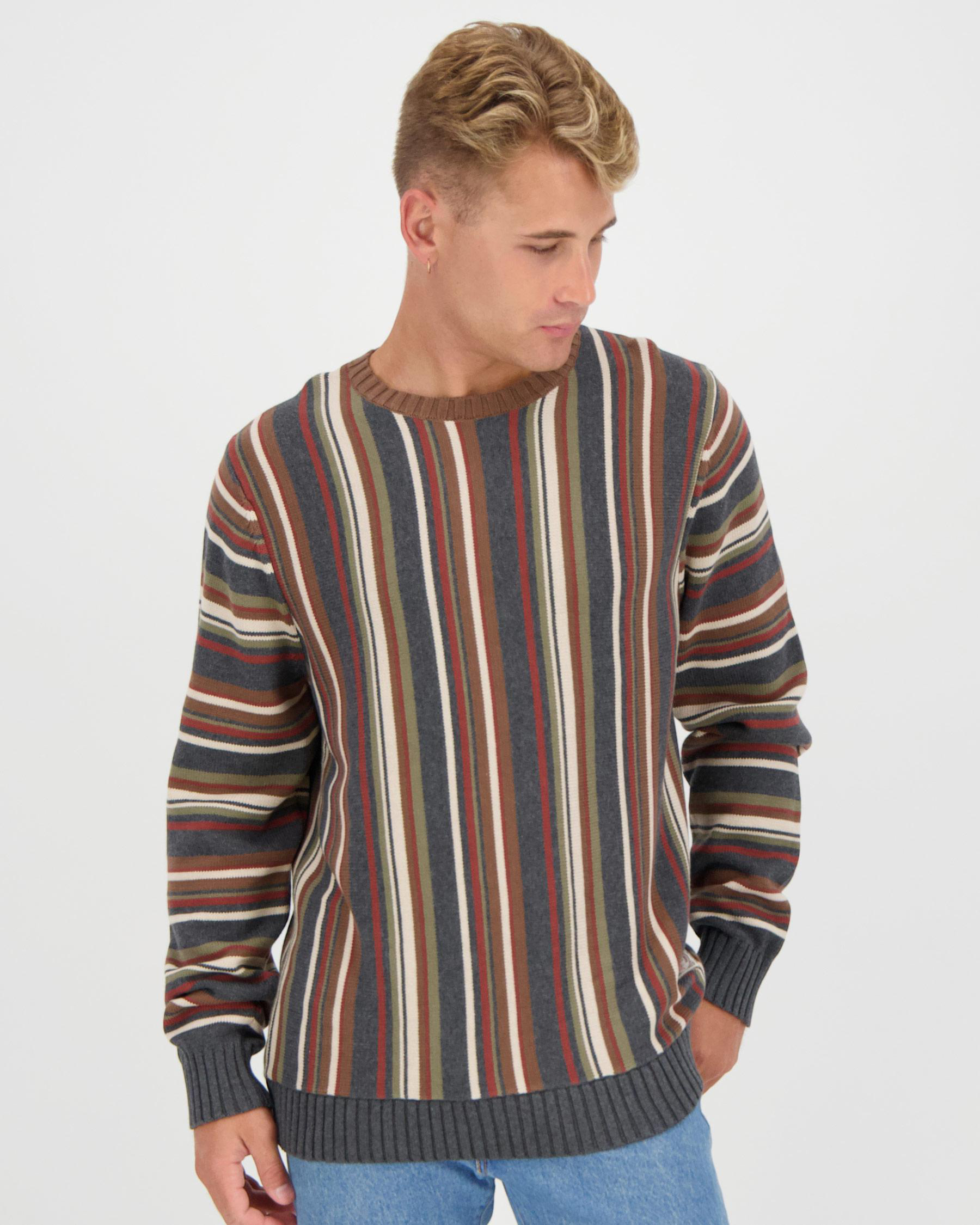 Rhythm Vacation Stripe Knit Jumper In Espresso - Fast Shipping & Easy ...