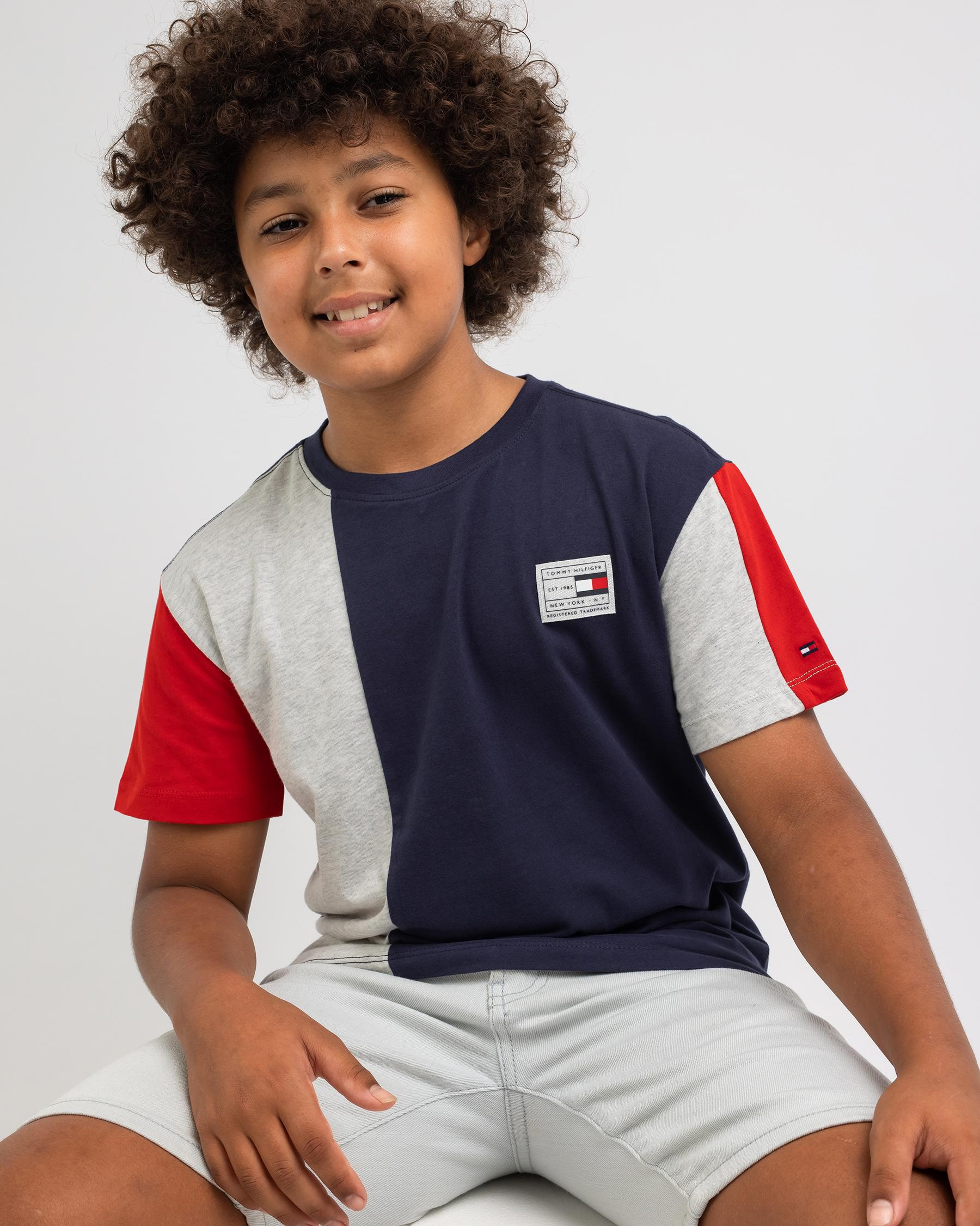 Shop Tommy Hilfiger Boys' TJM Heritage Colour Block T-Shirt In Twilight ...