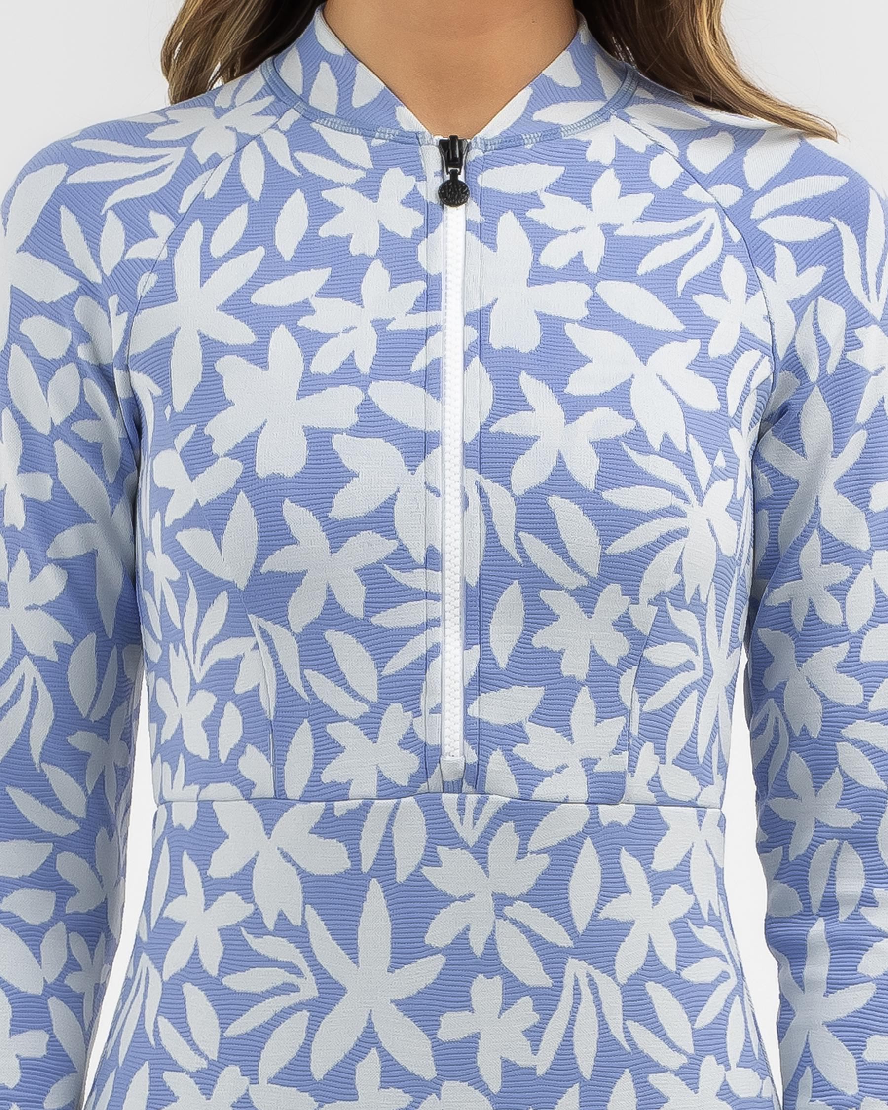 Shop Rip Curl Holiday Tropics UPF Long Sleeve Surfsuit In Mid Blue ...