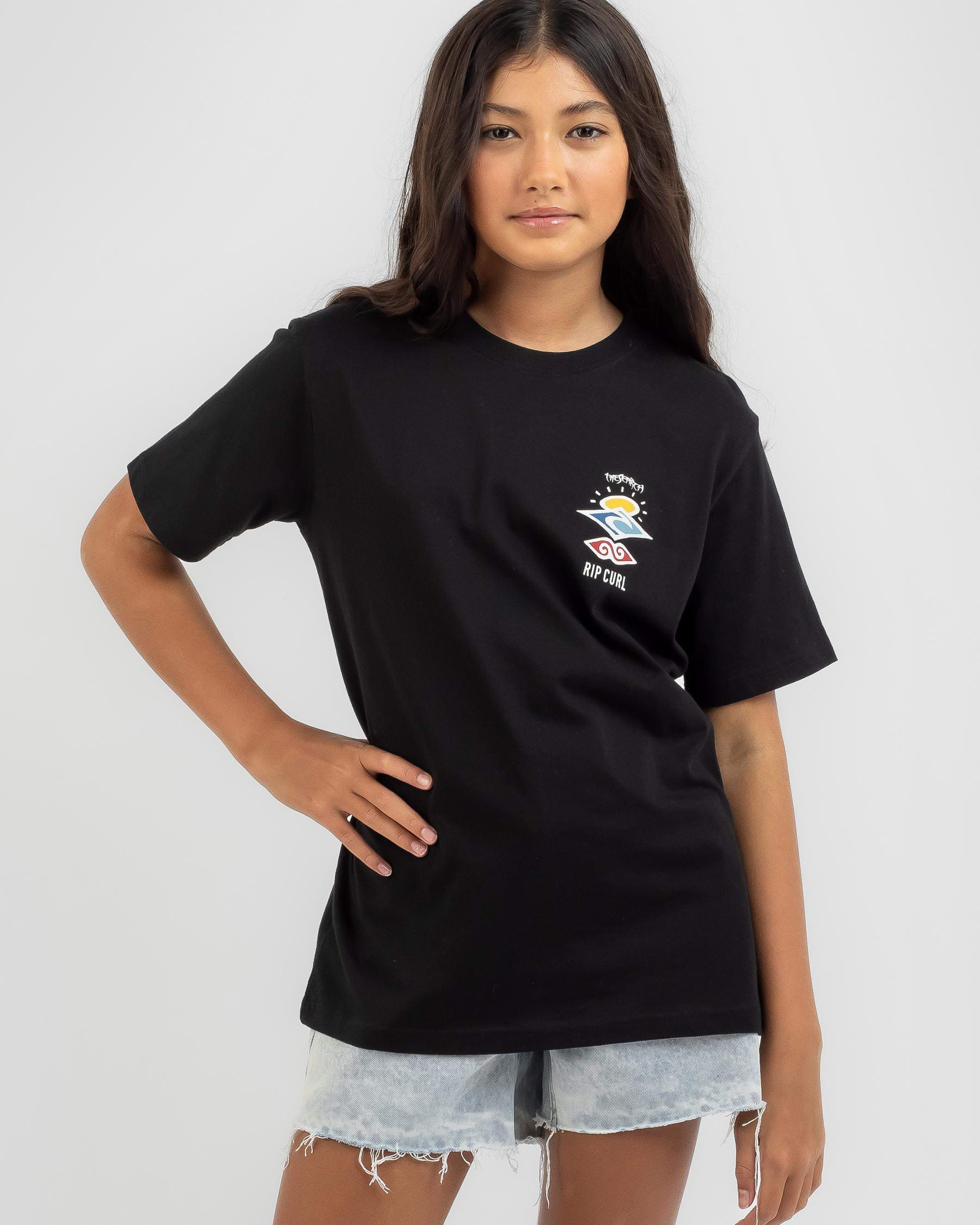 Shop Rip Curl Girls' Search Icon T-Shirt In Black - Fast Shipping ...