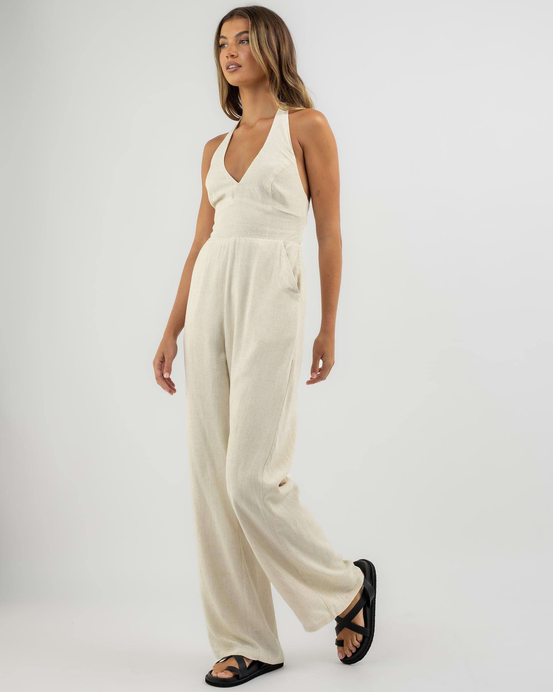 Shop Mooloola Vanessa Jumpsuit In Natural Marle - Fast Shipping & Easy ...