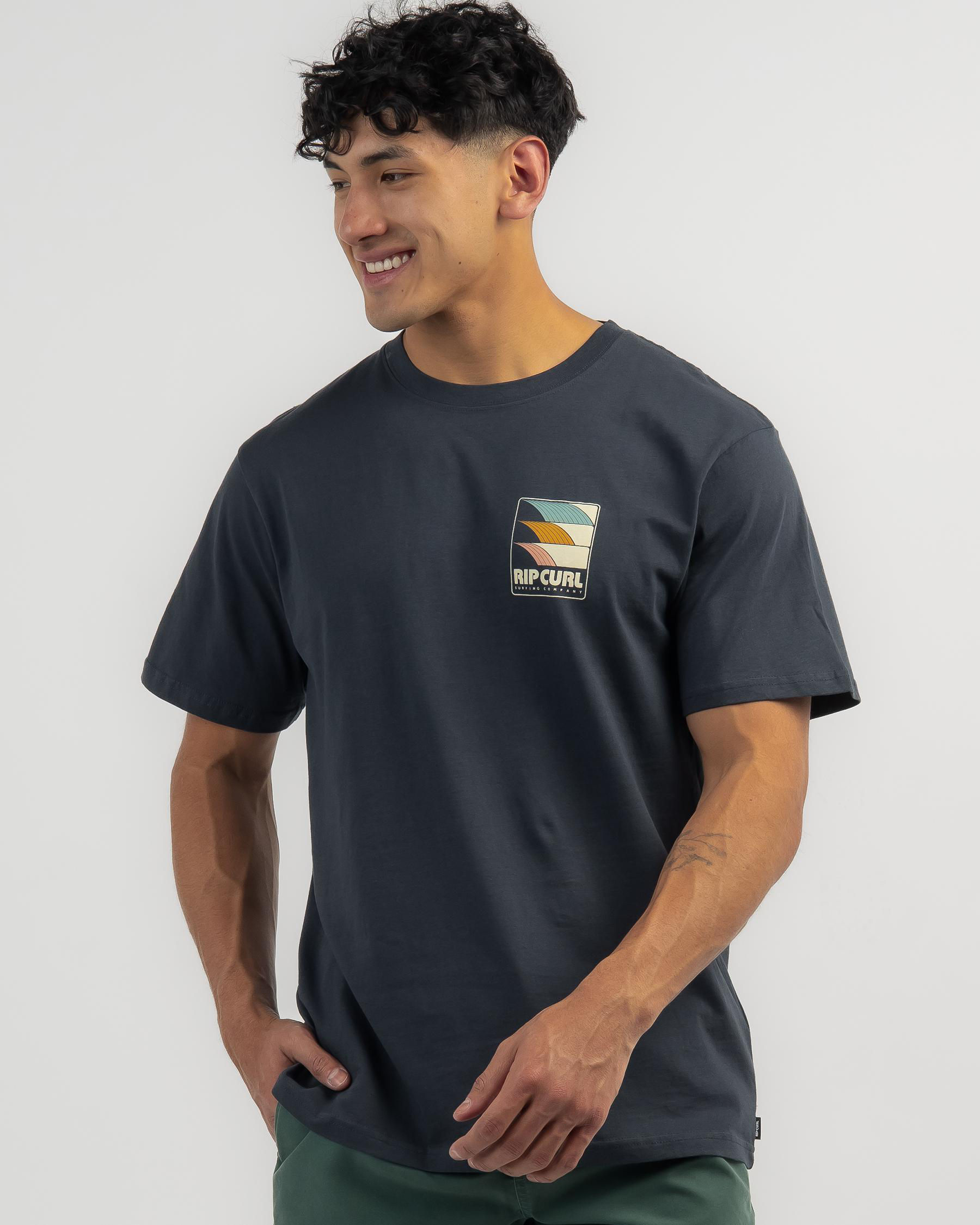 Shop Rip Curl Surf Revival Line Up T-Shirt In Dark Navy - Fast Shipping ...