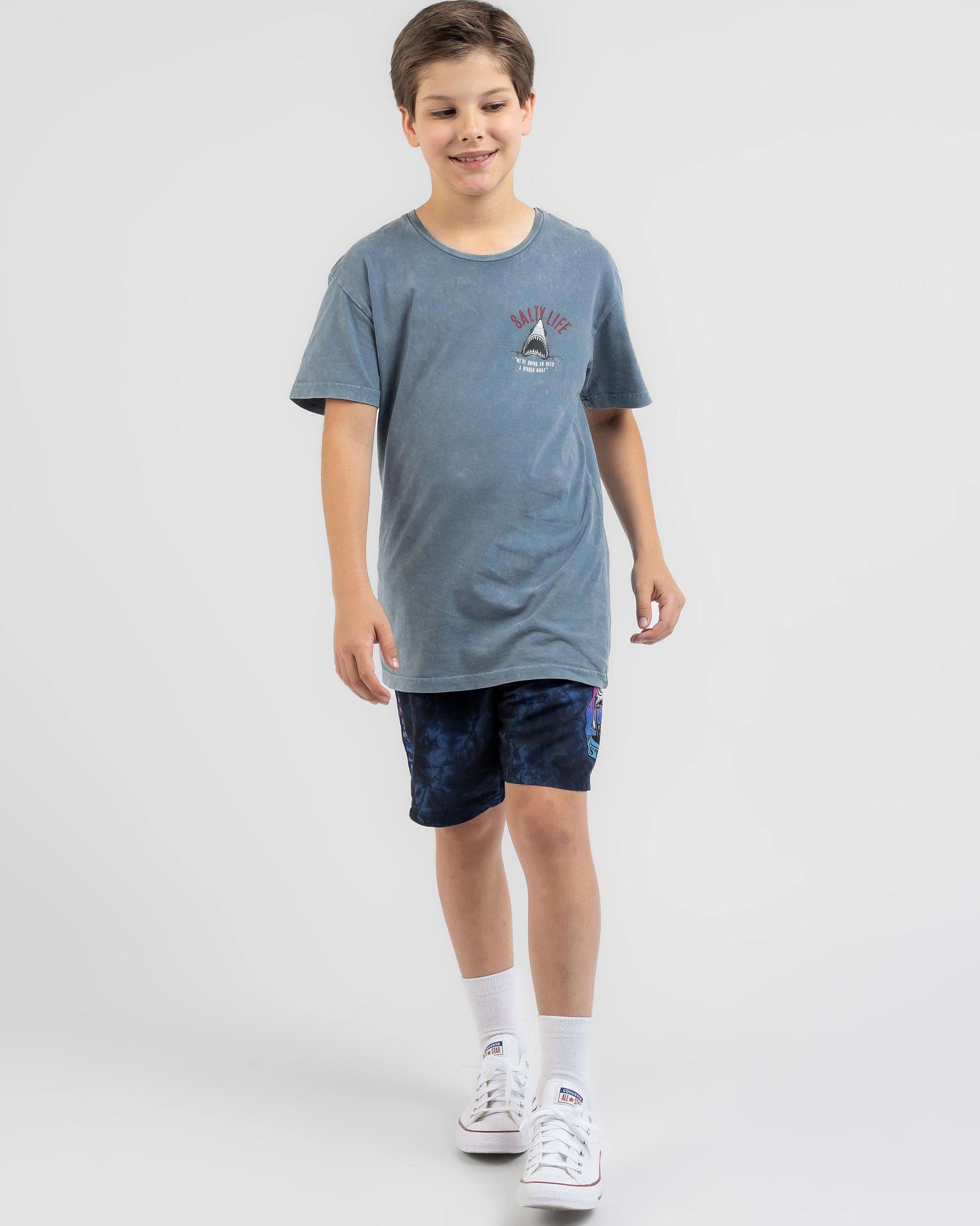 Shop Salty Life Boys' Frenzy T-Shirt In Lt Blue Acid - Fast Shipping ...