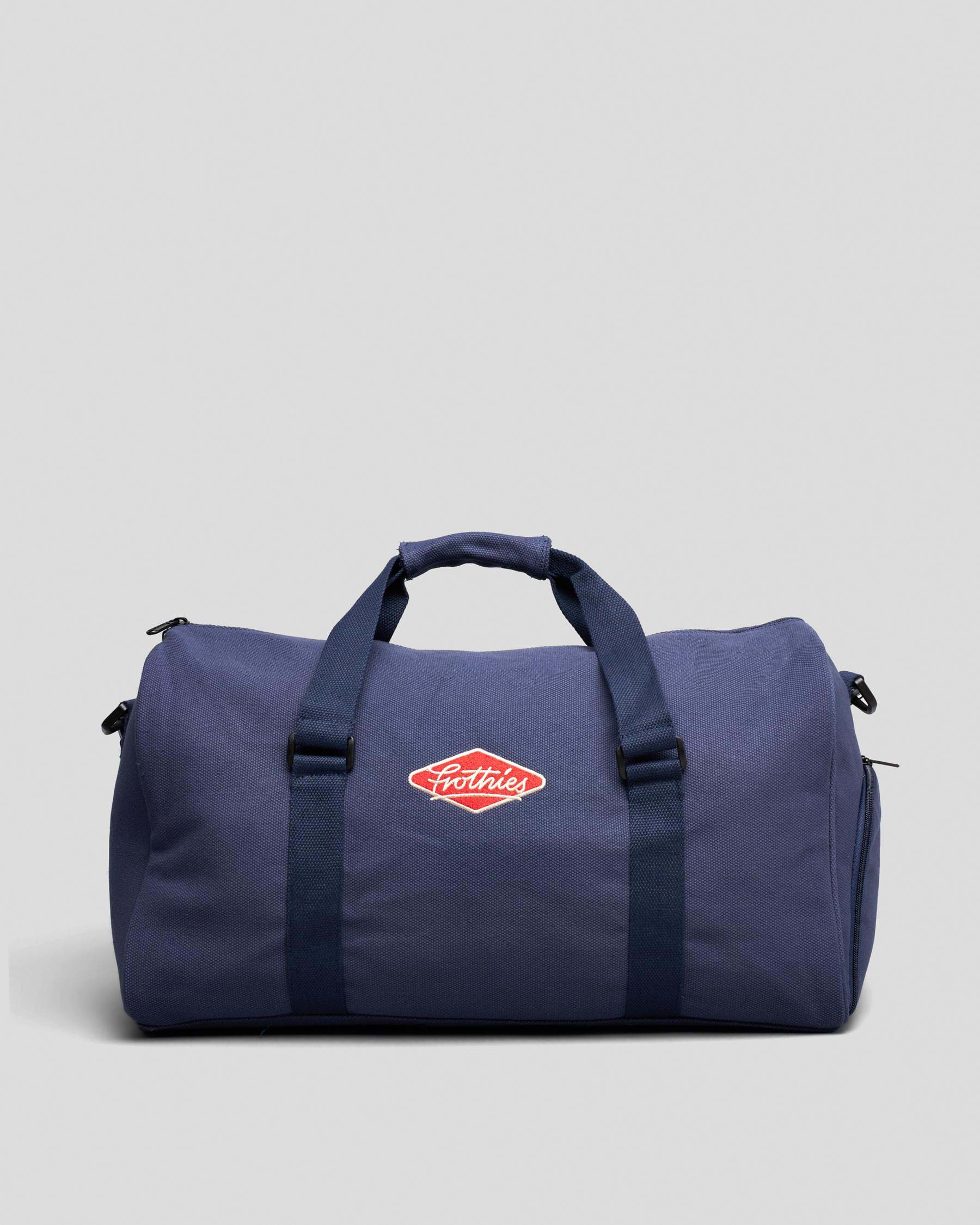 Shop Frothies George Wilson Duffle Bag In Navy - Fast Shipping & Easy ...