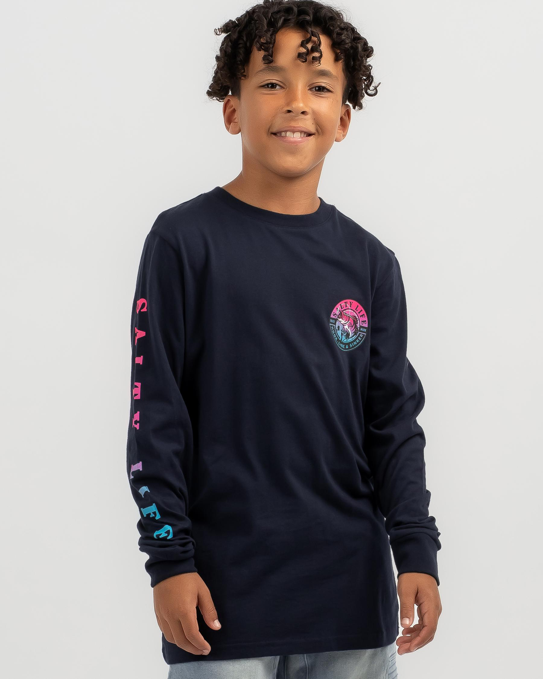 Salty Life Boys' Hooked Long Sleeve T-Shirt In Navy - FREE* Shipping & Easy  Returns - City Beach United States