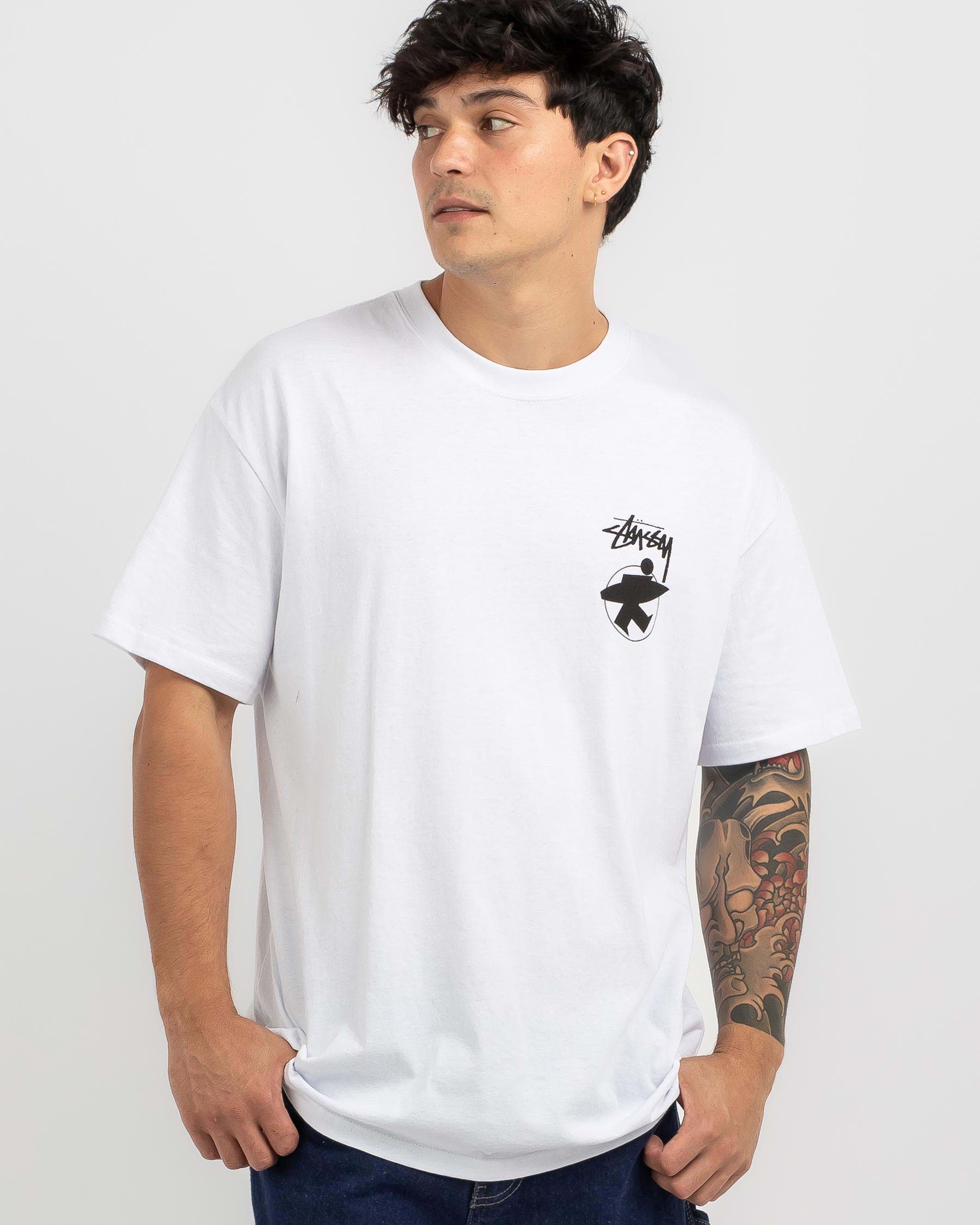 Shop Stussy Surf Man T-Shirt In White - Fast Shipping & Easy Returns ...