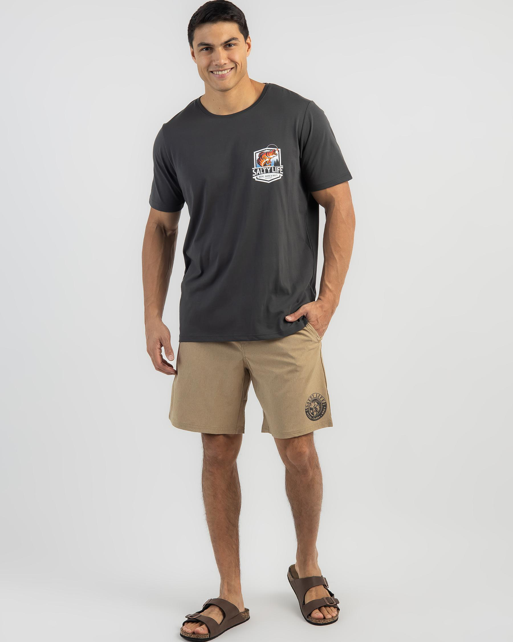Shop Salty Life Three B's Surf T-Shirt In Charcoal - Fast Shipping ...