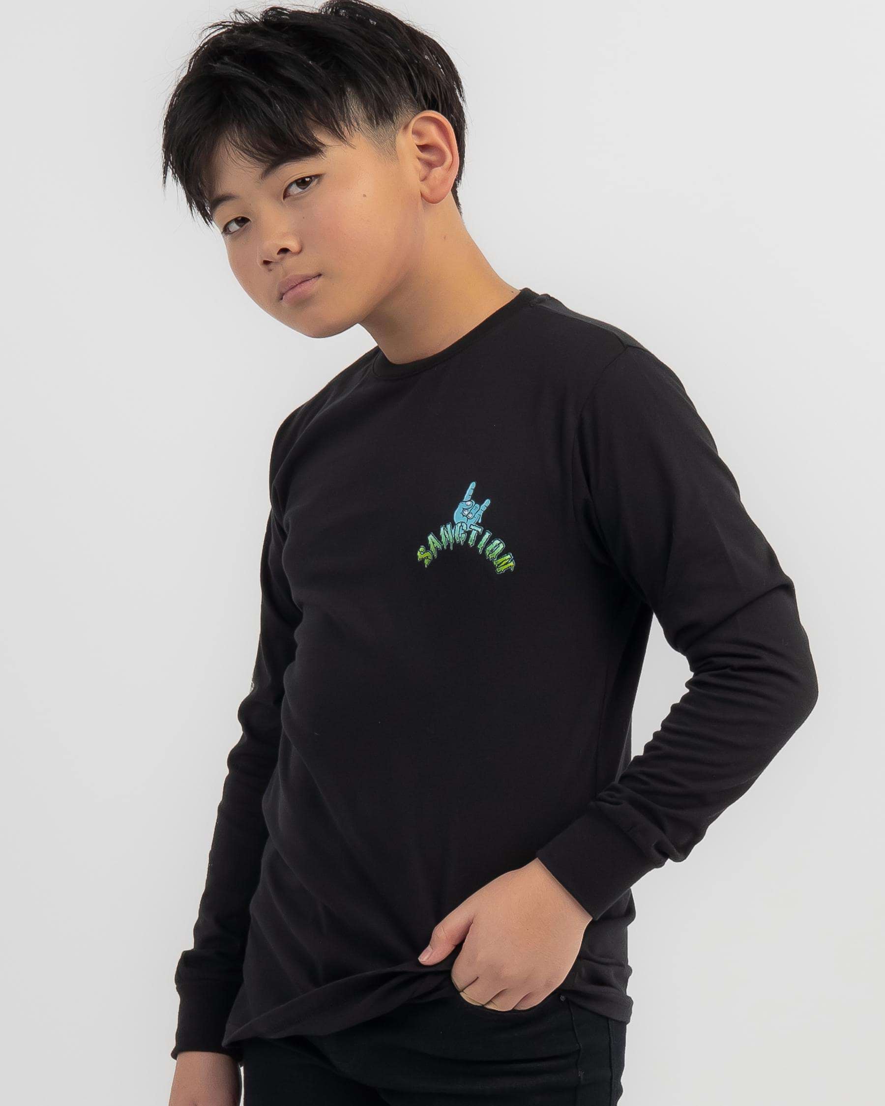 Shop Sanction Boys' Ultimate Long Sleeve T-Shirt In Black - Fast ...