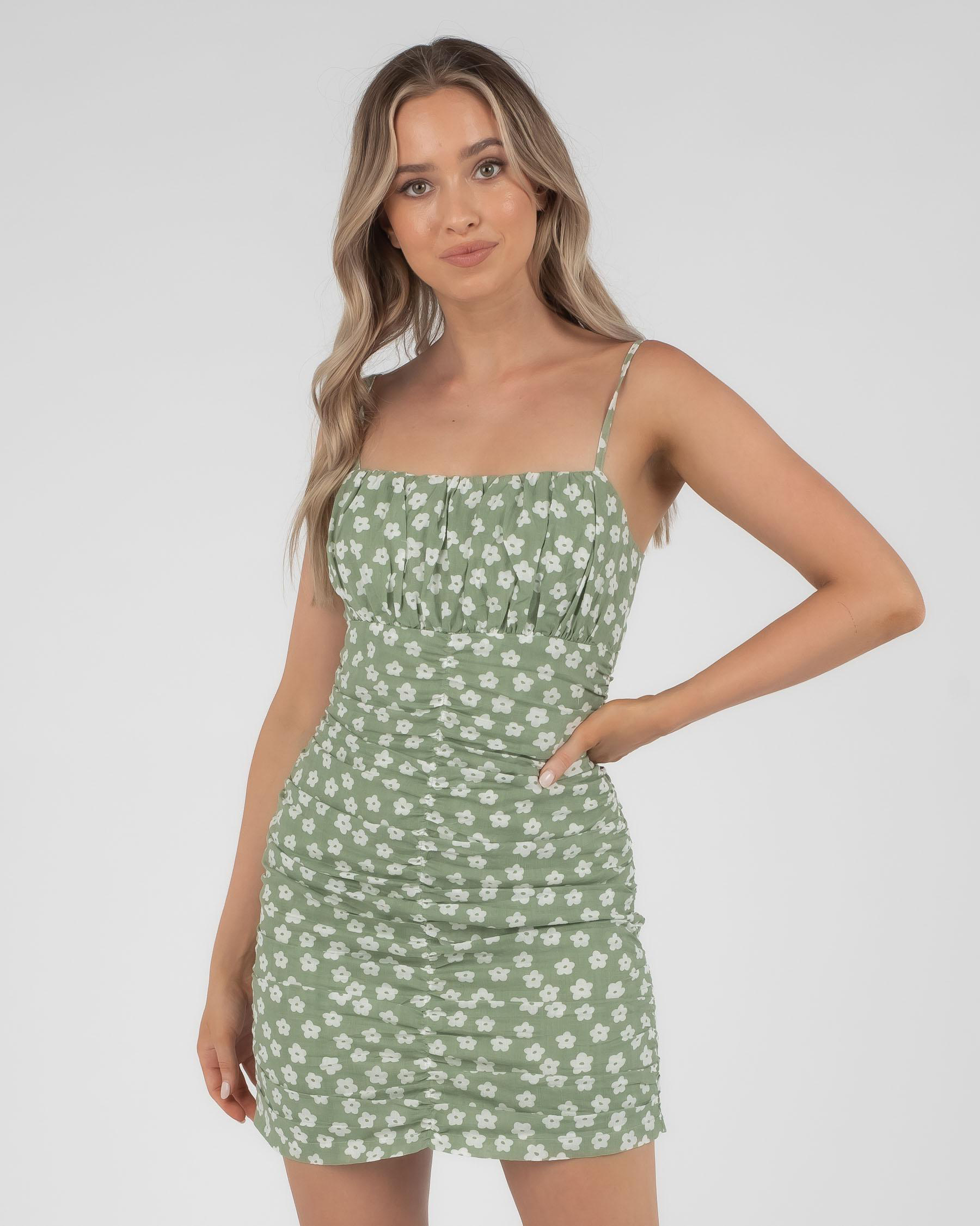 Shop Luvalot Milena Dress In Green/white - Fast Shipping & Easy Returns ...