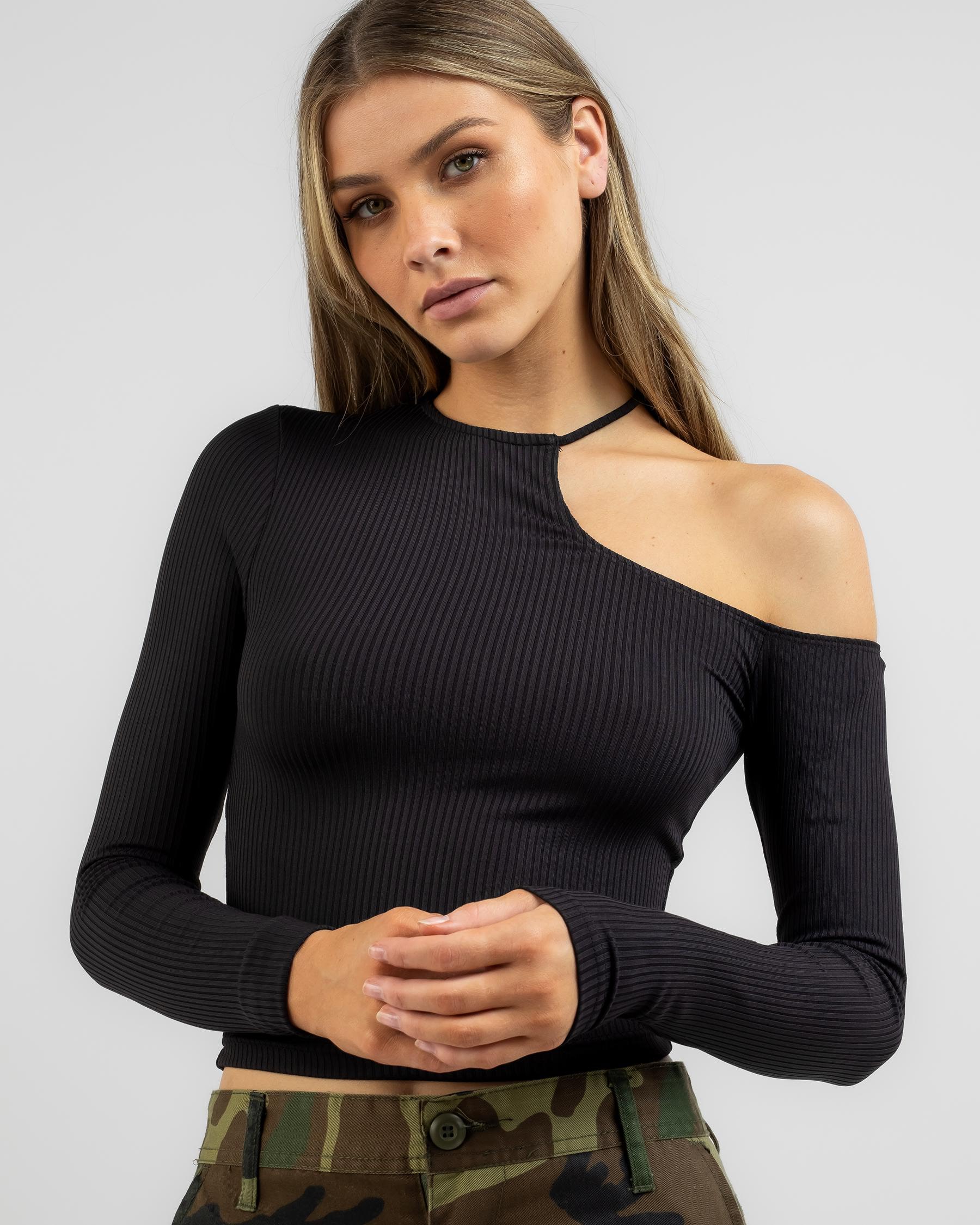 Shop Ava And Ever Carmen Cut Out Long Sleeve Top In Black - Fast ...