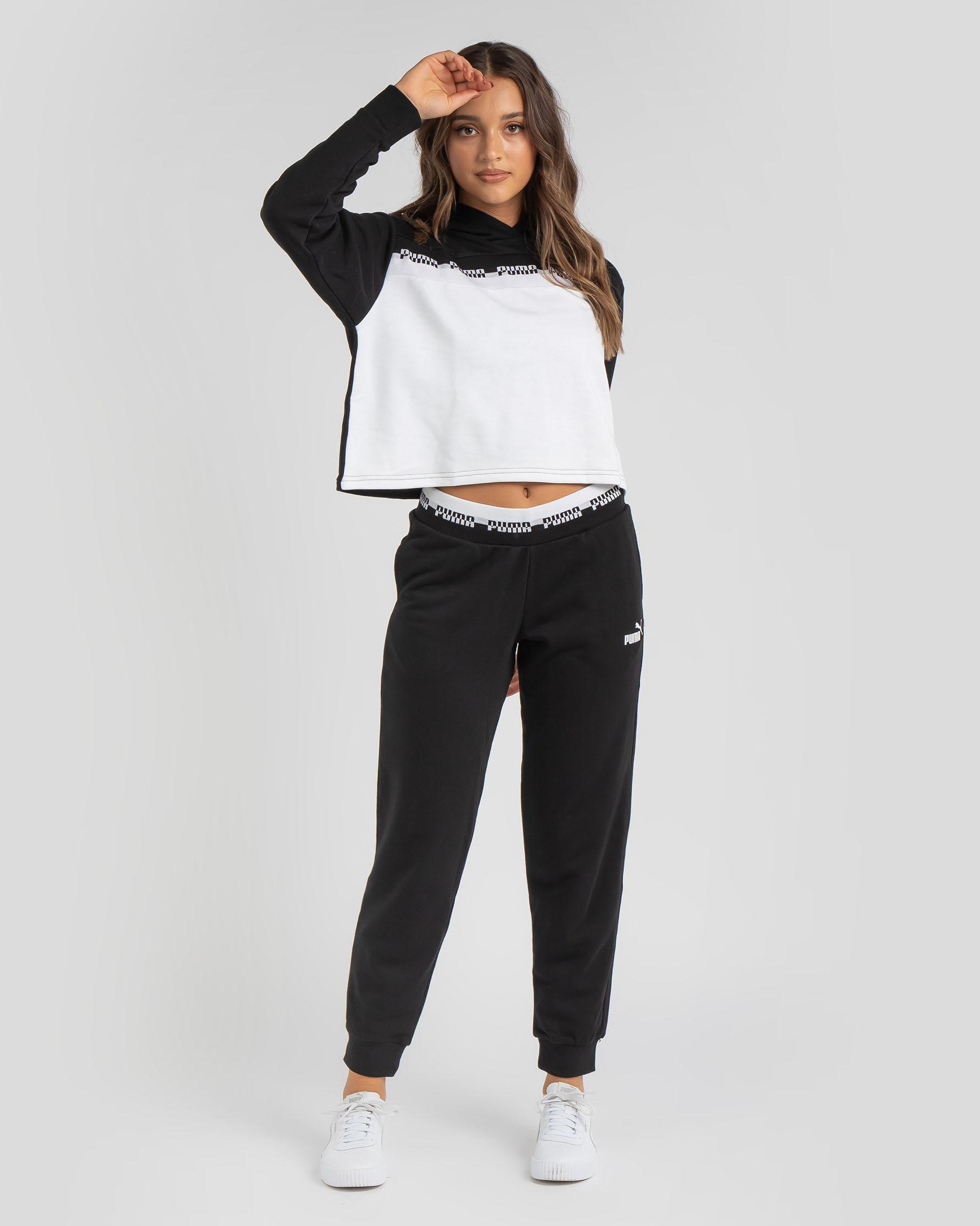 Shop Puma Amplified Cropped Hoodie In Puma Black - Fast Shipping & Easy ...
