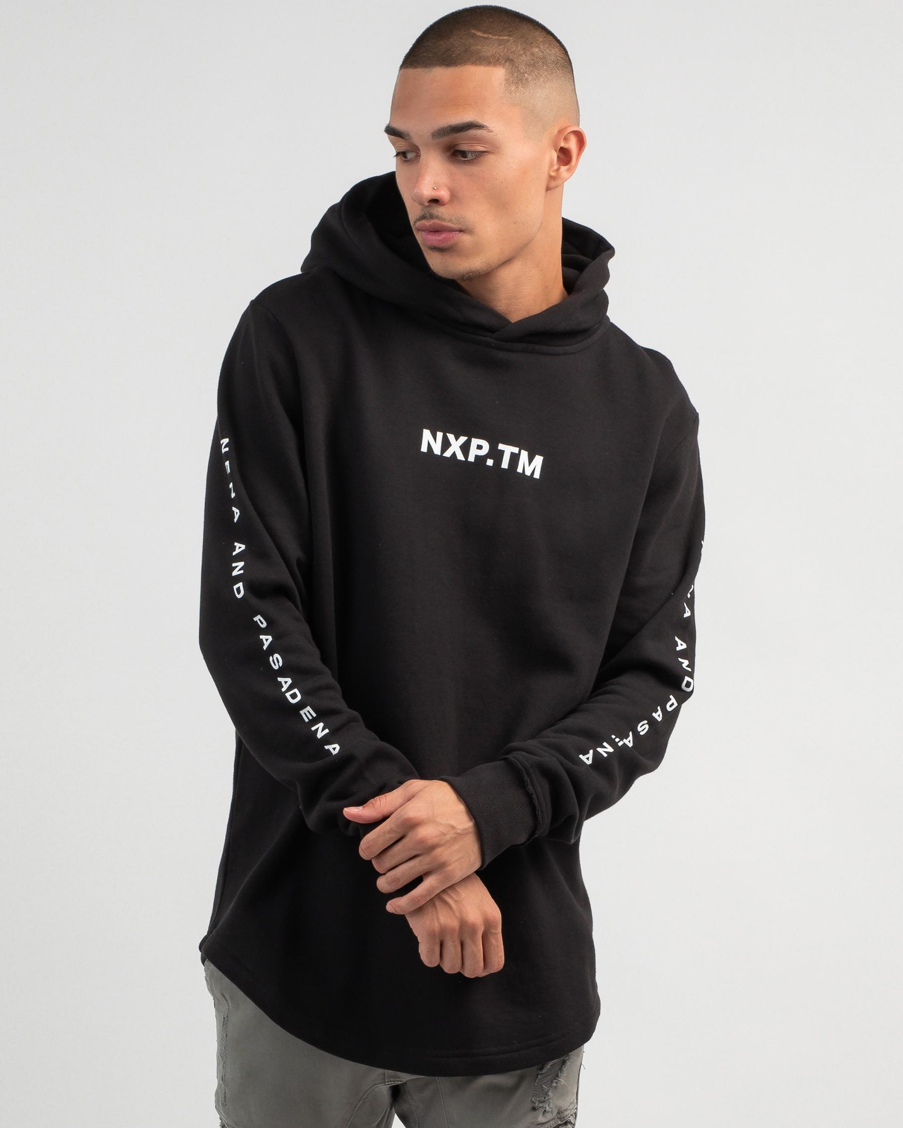 Shop Nena & Pasadena Gold Standard Dual Curved Hoodie In Jet Black ...