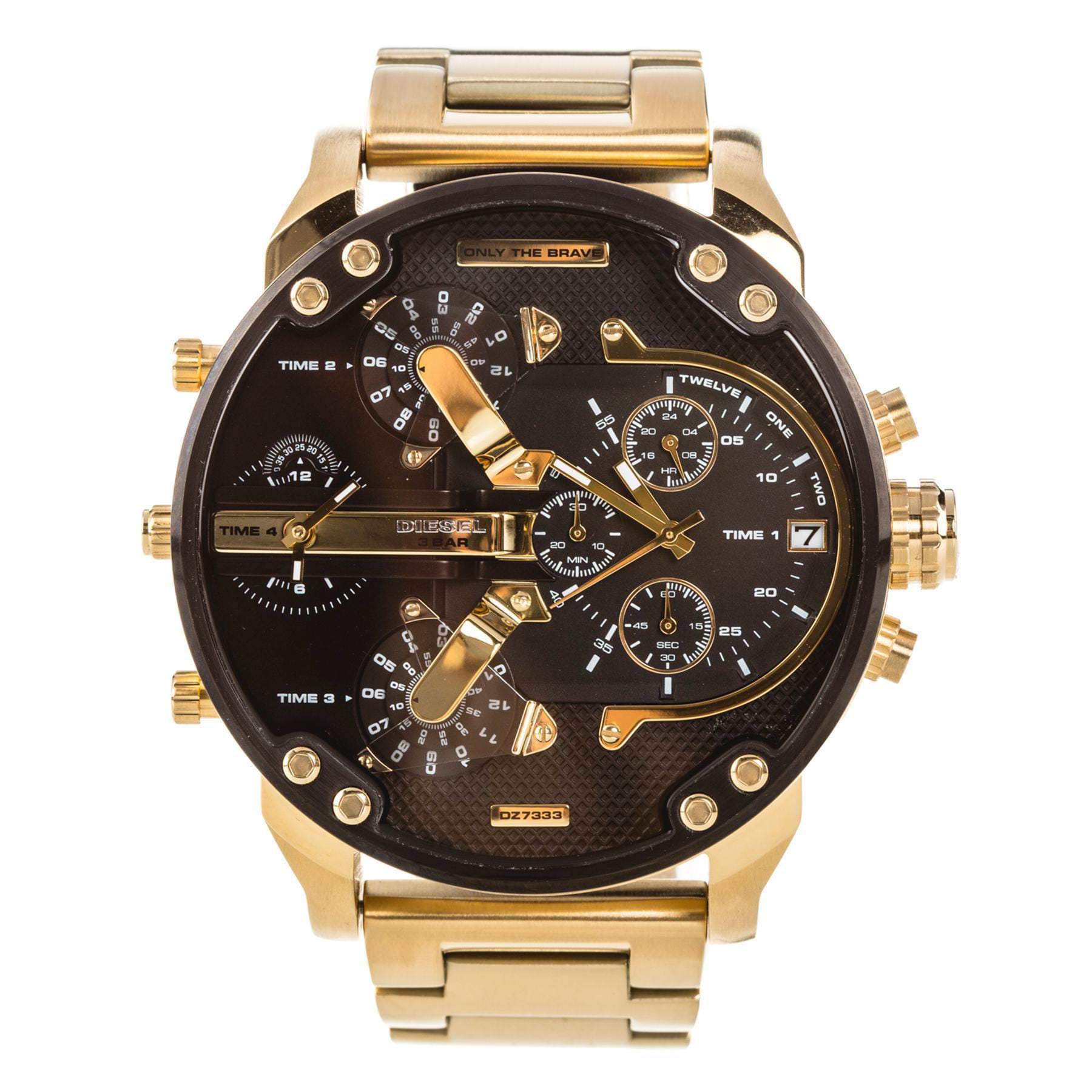 Shop Diesel Big Daddy Stainless Steel Chronograph Watch In Gold/black ...