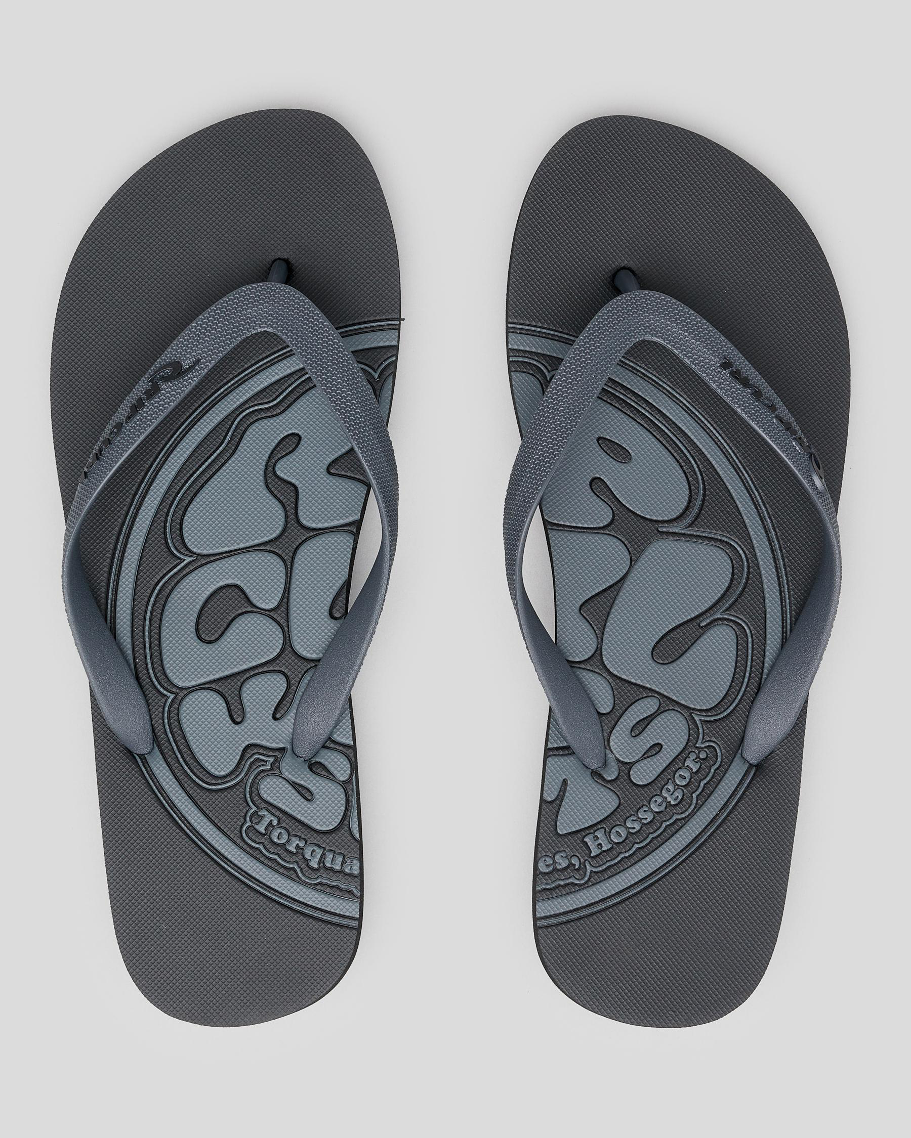 Shop Rip Curl Emboss Wettie Logo Thongs In Black - Fast Shipping & Easy ...