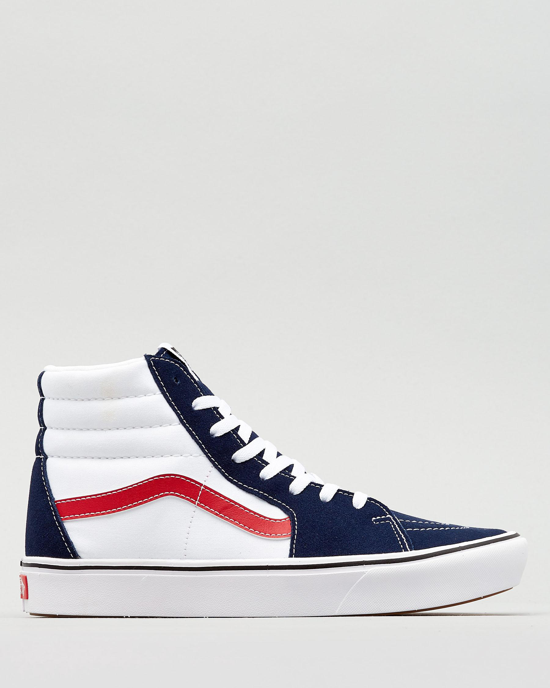 Vans Comfycush Sk8-Hi Shoes In Dress Blues/white - Fast Shipping & Easy ...