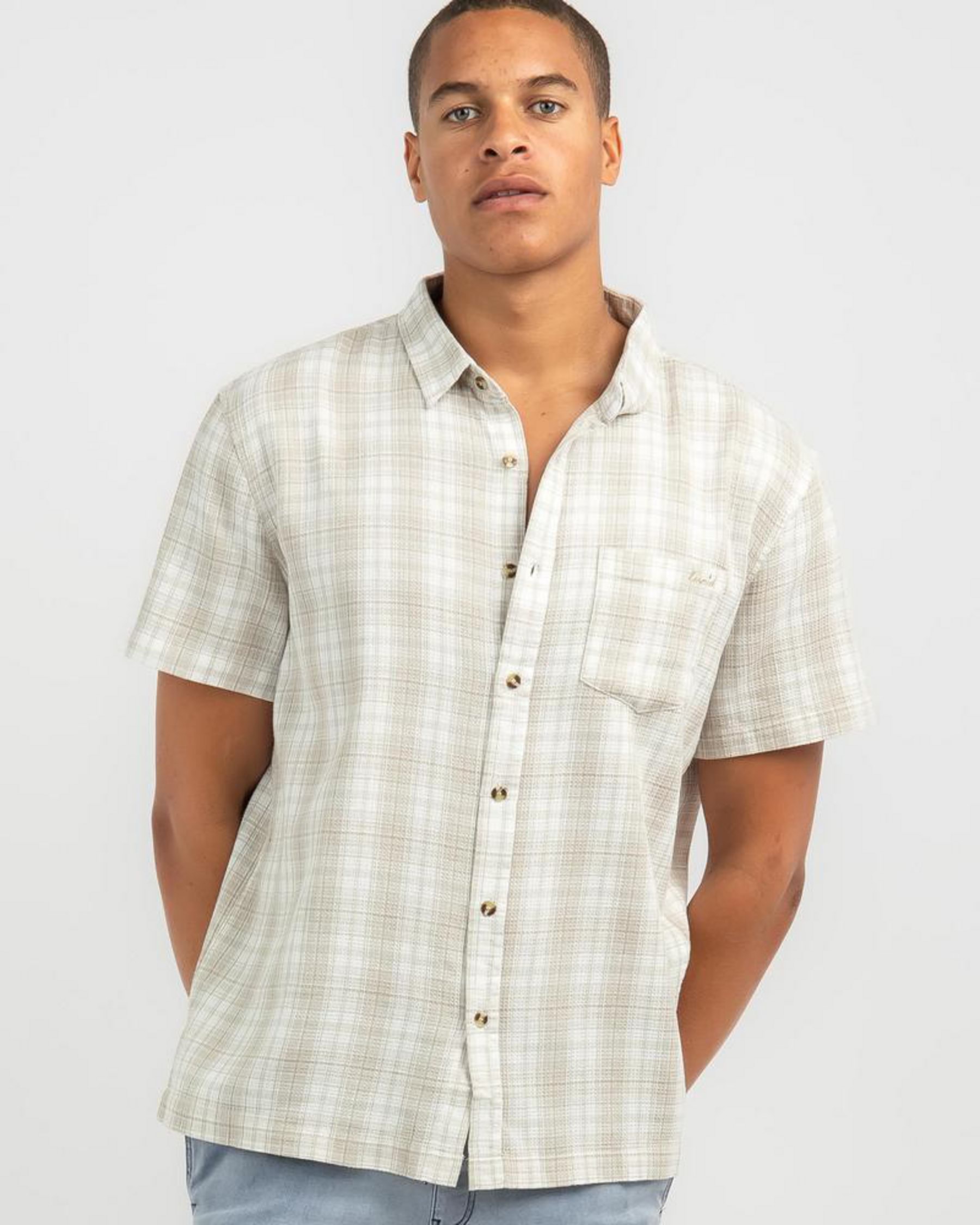 Shop Lucid Inherent Short Sleeve Shirt In Stone - Fast Shipping & Easy ...