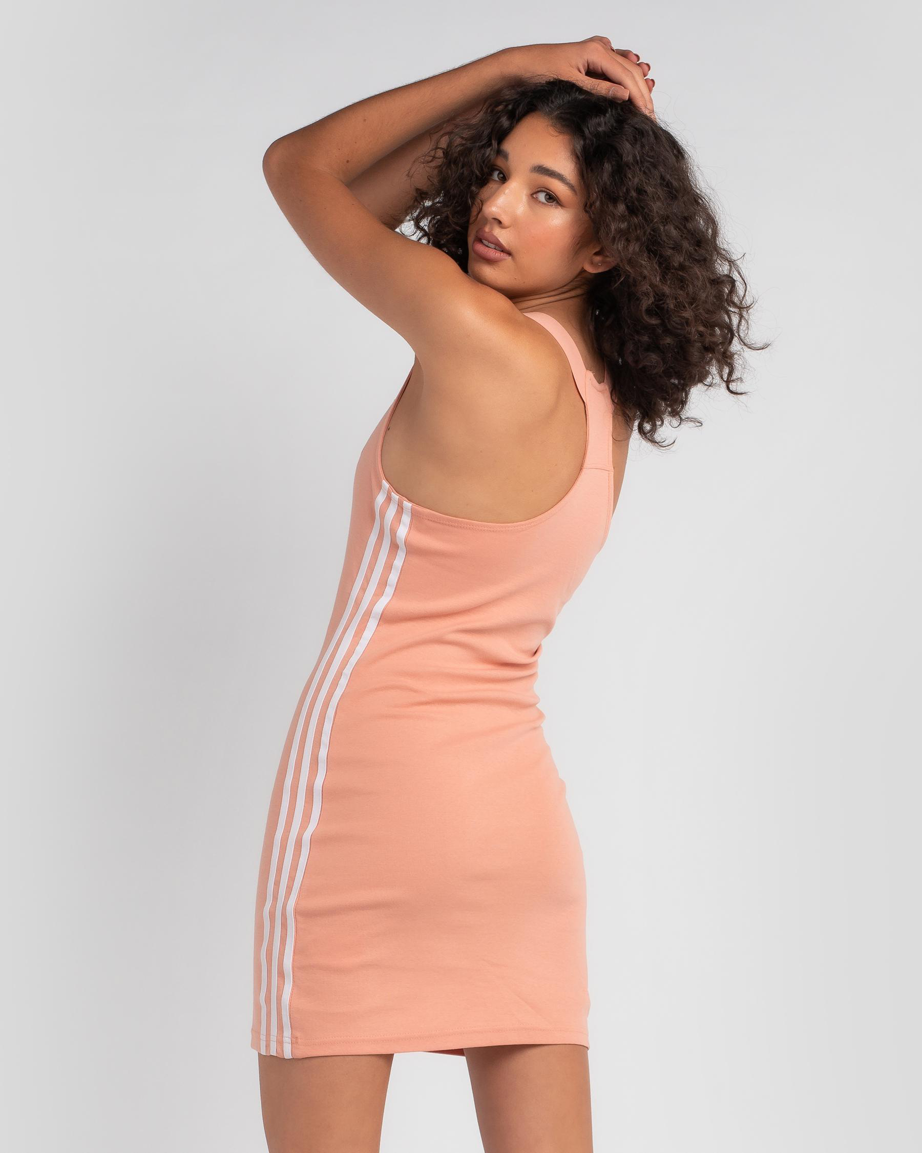 Adidas 3 Stripes Racerback Dress In Ambient Blush - Fast Shipping ...