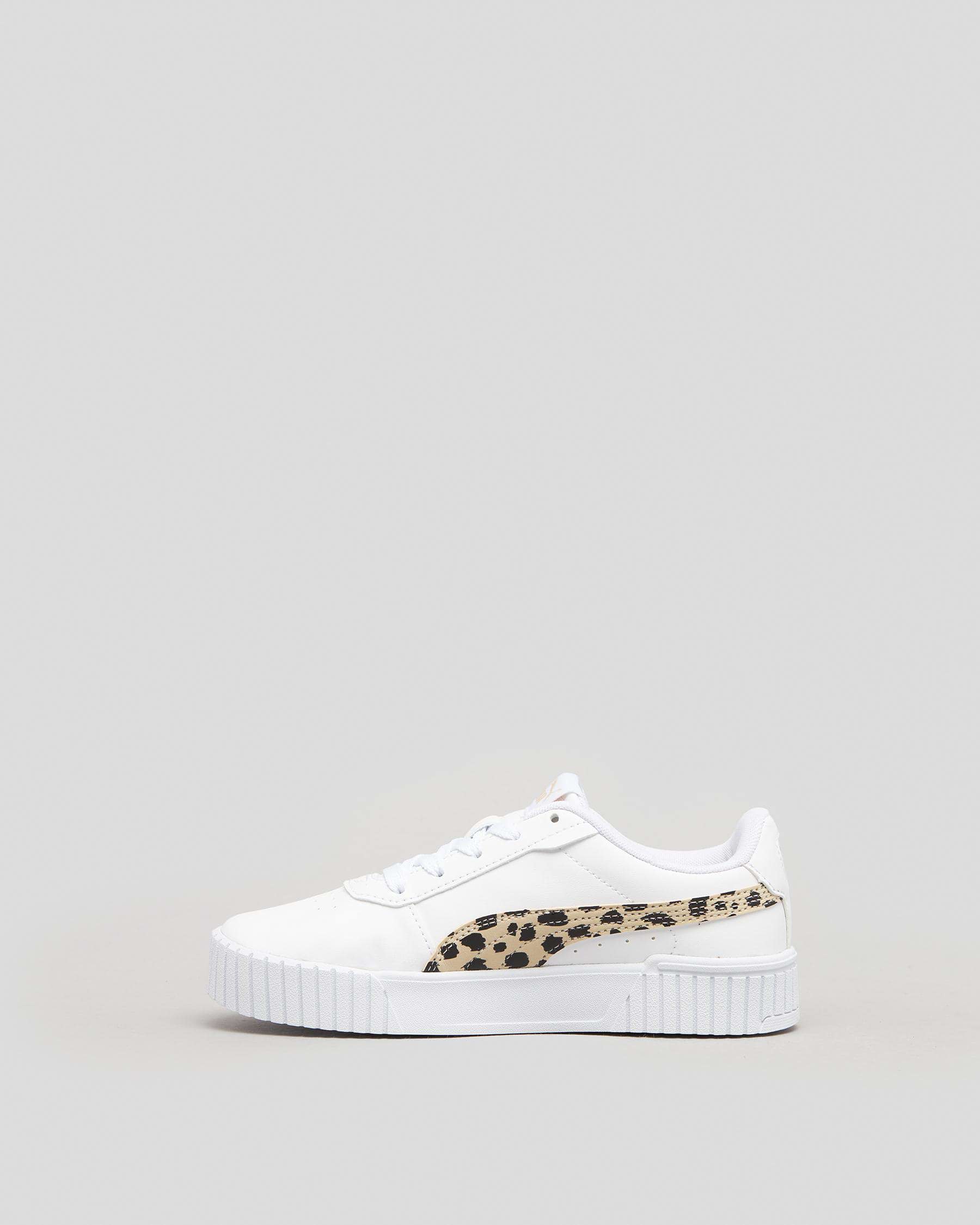 Shop Puma Girls' Carina Animal Shoes In Puma White/granola/puma Black ...