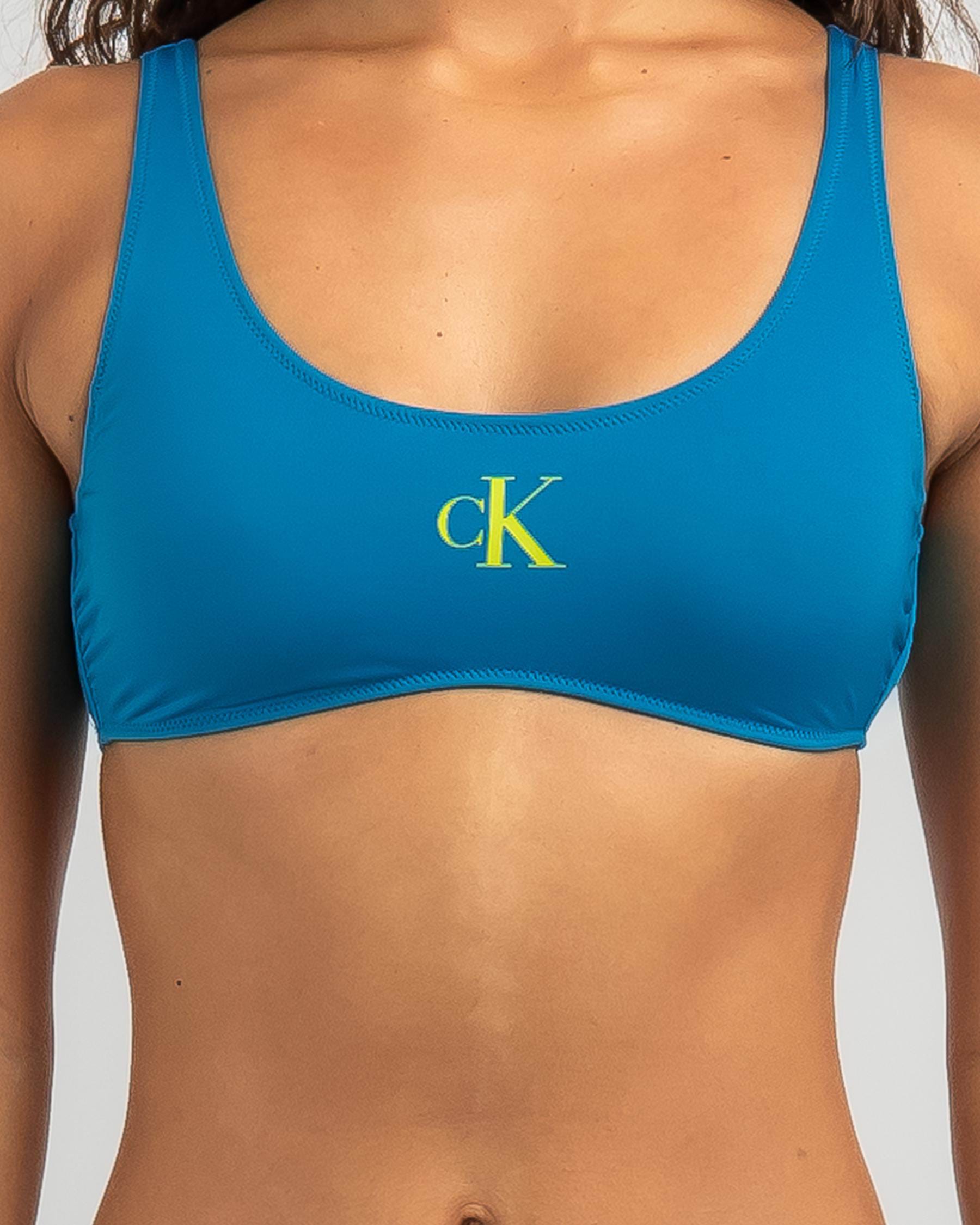 Calvin Klein logo bralette bikini top in blue