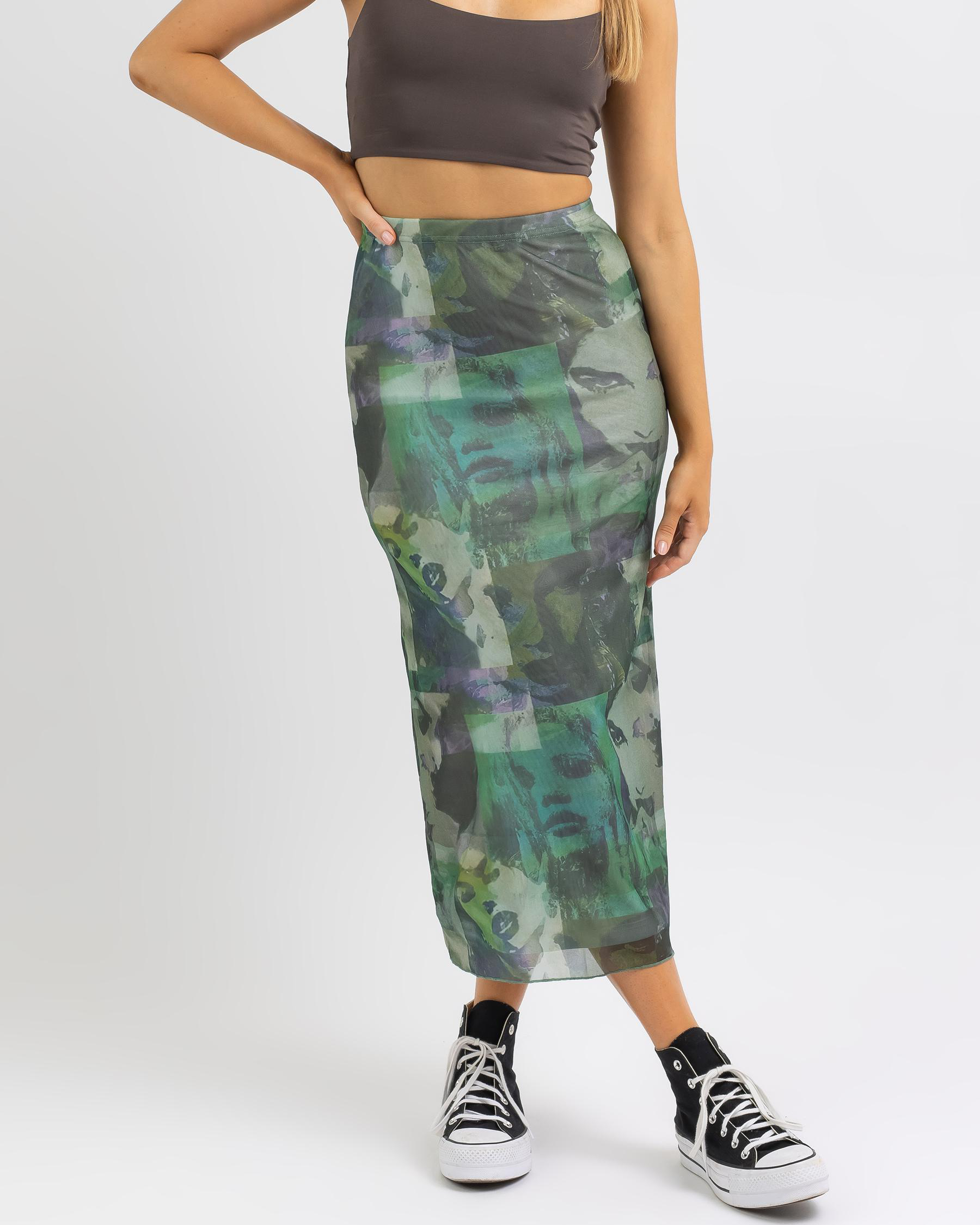 Shop Mint Vanilla Addy Midi Skirt In Green - Fast Shipping & Easy ...