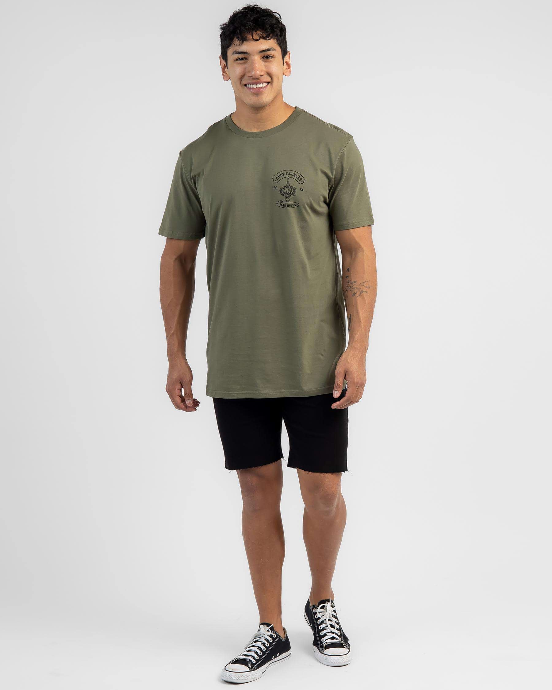 Shop The Mad Hueys Ahoy Ahoy Fkr T-Shirt In Dusty Green - Fast Shipping ...