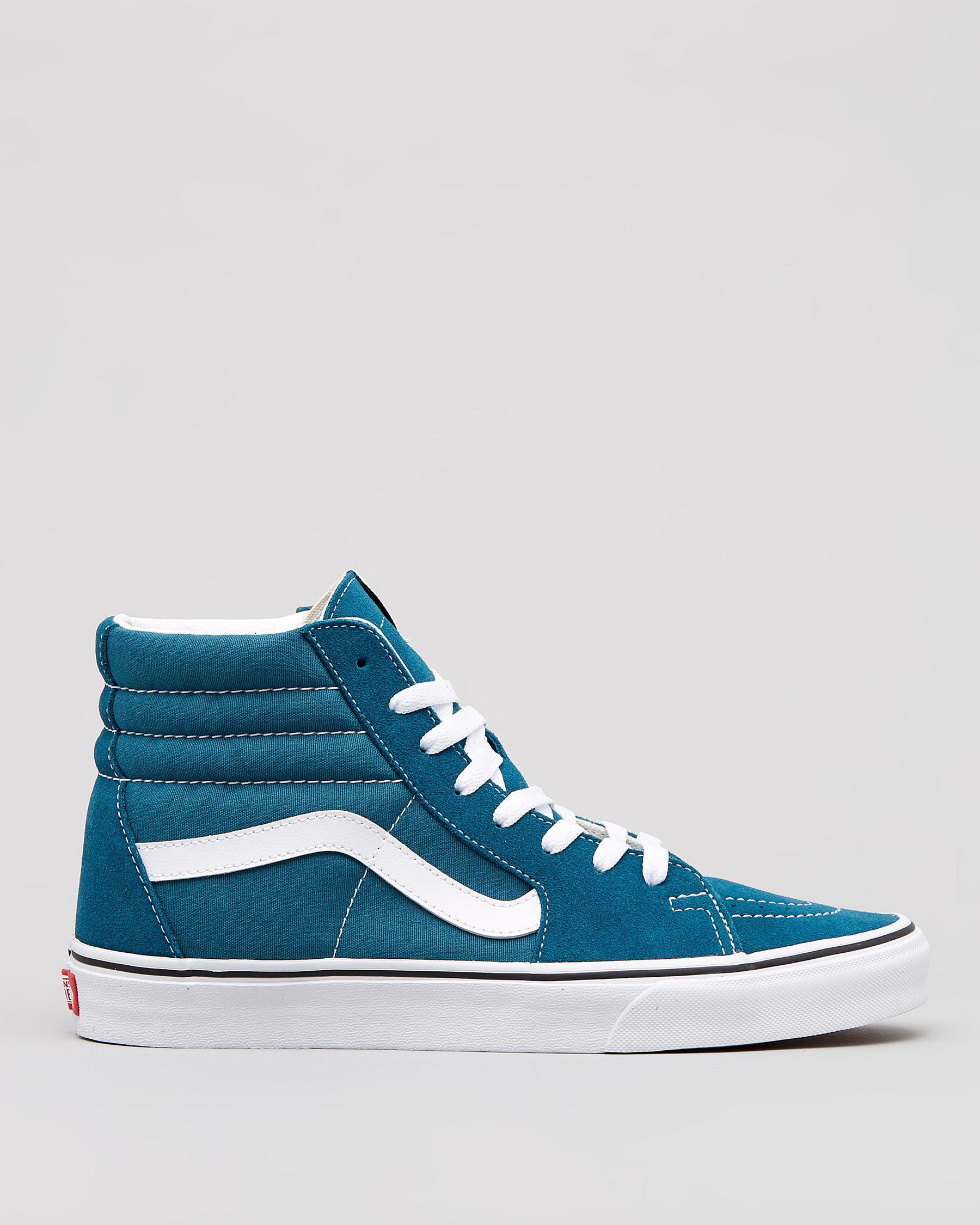 blue and white vans high tops