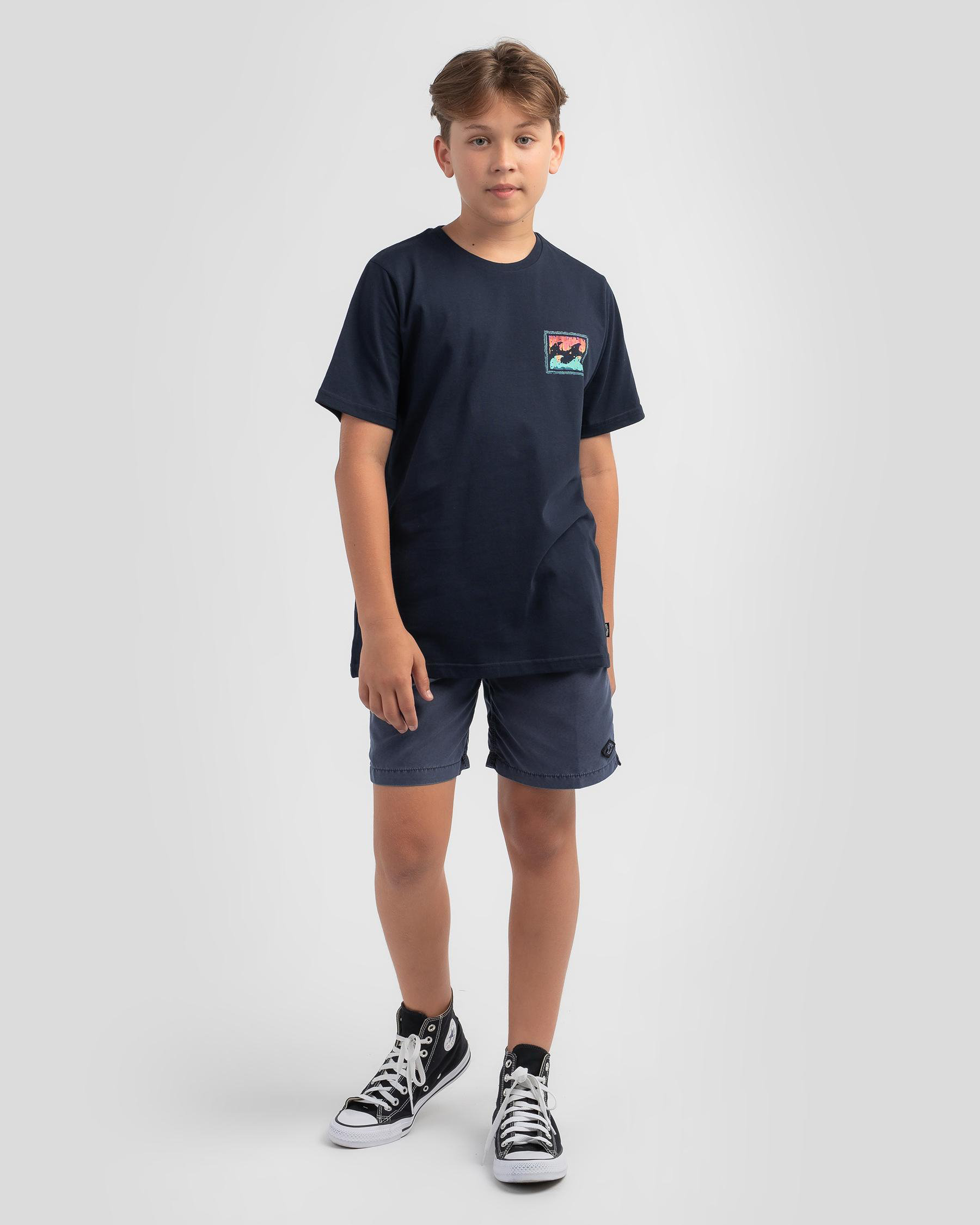 Shop Billabong Boys' Crayon Wave T-Shirt In Navy - Fast Shipping & Easy ...