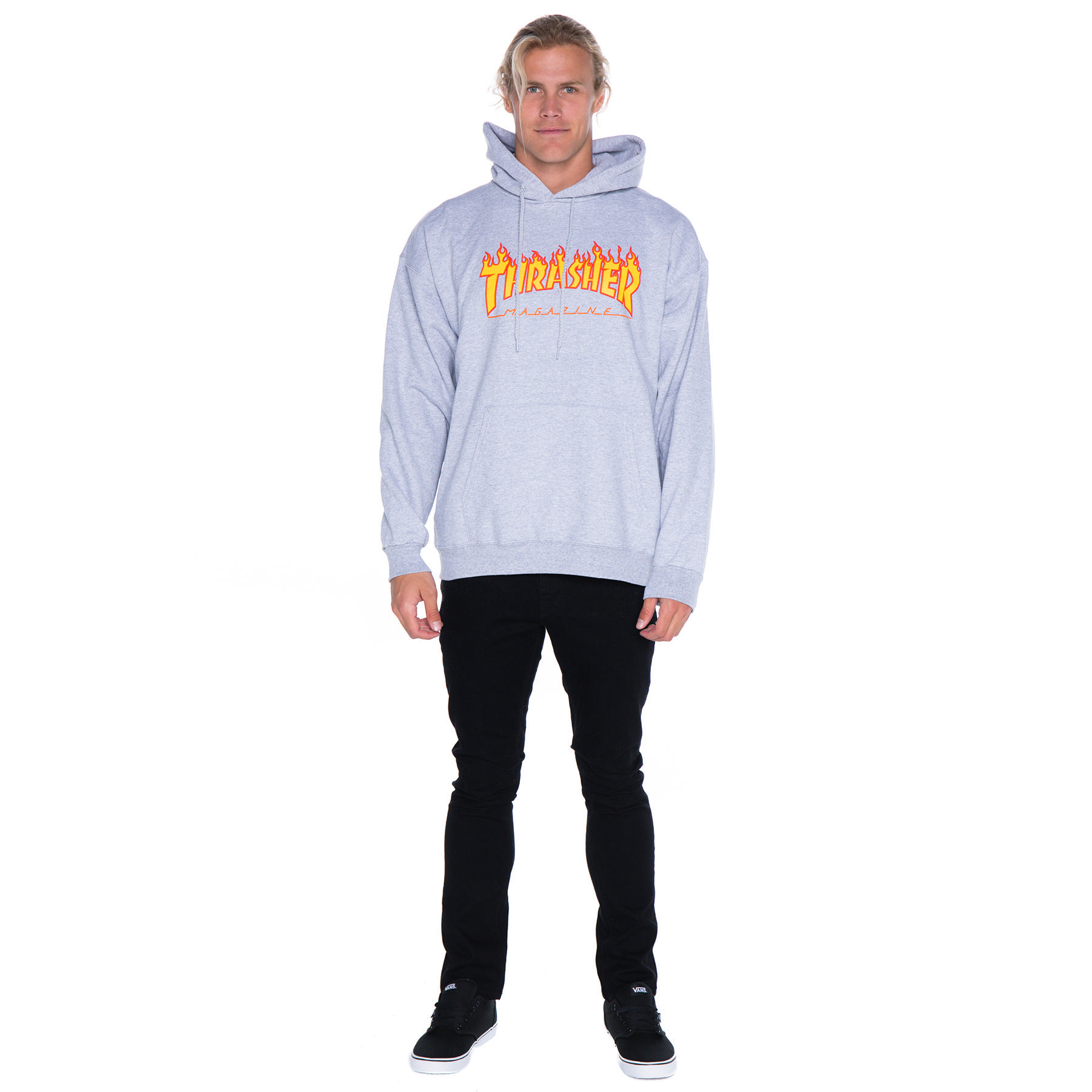 Thrasher flame discount logo grey hoodie