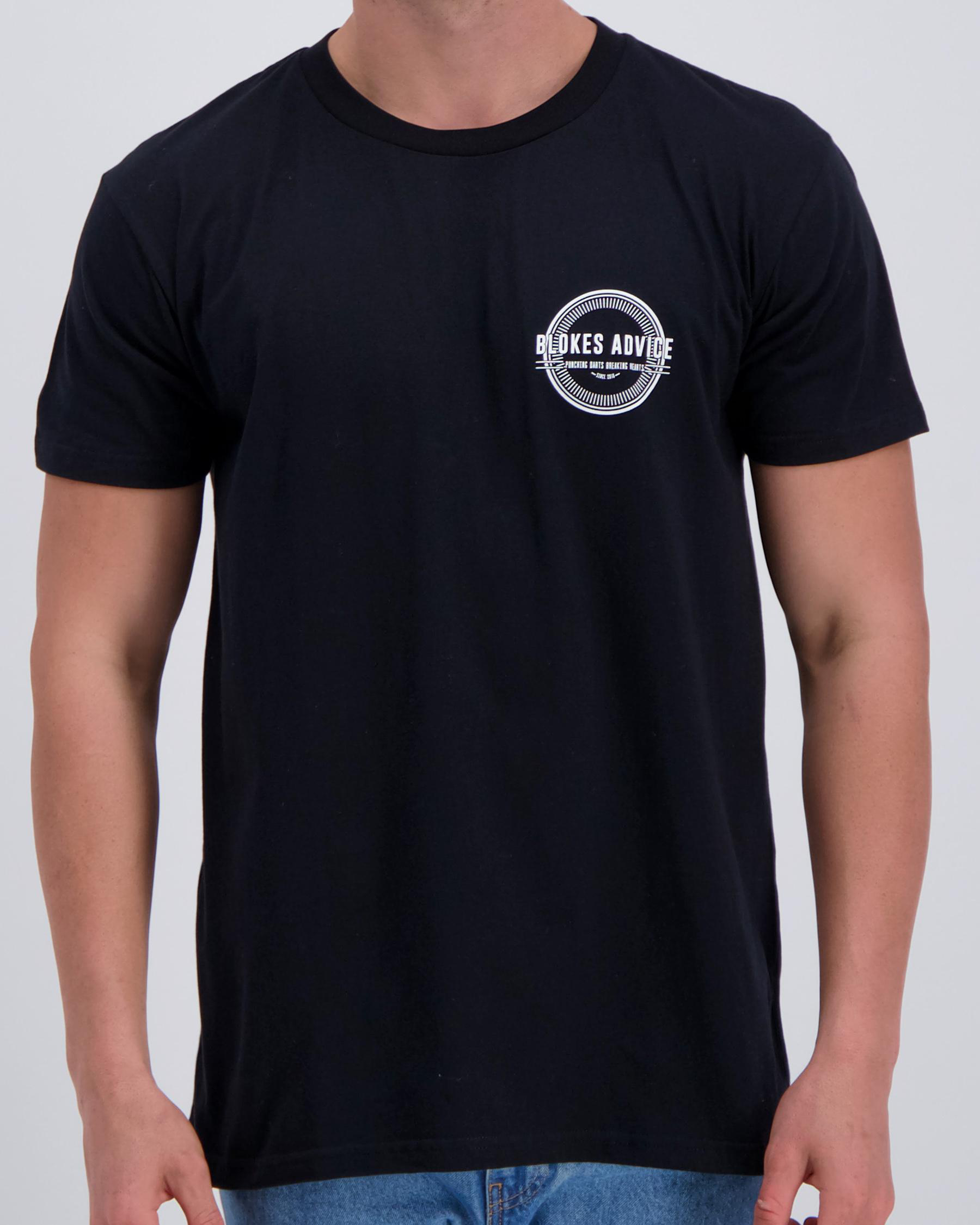 Shop Blokes Advice Circle T-Shirt In Black - Fast Shipping & Easy ...