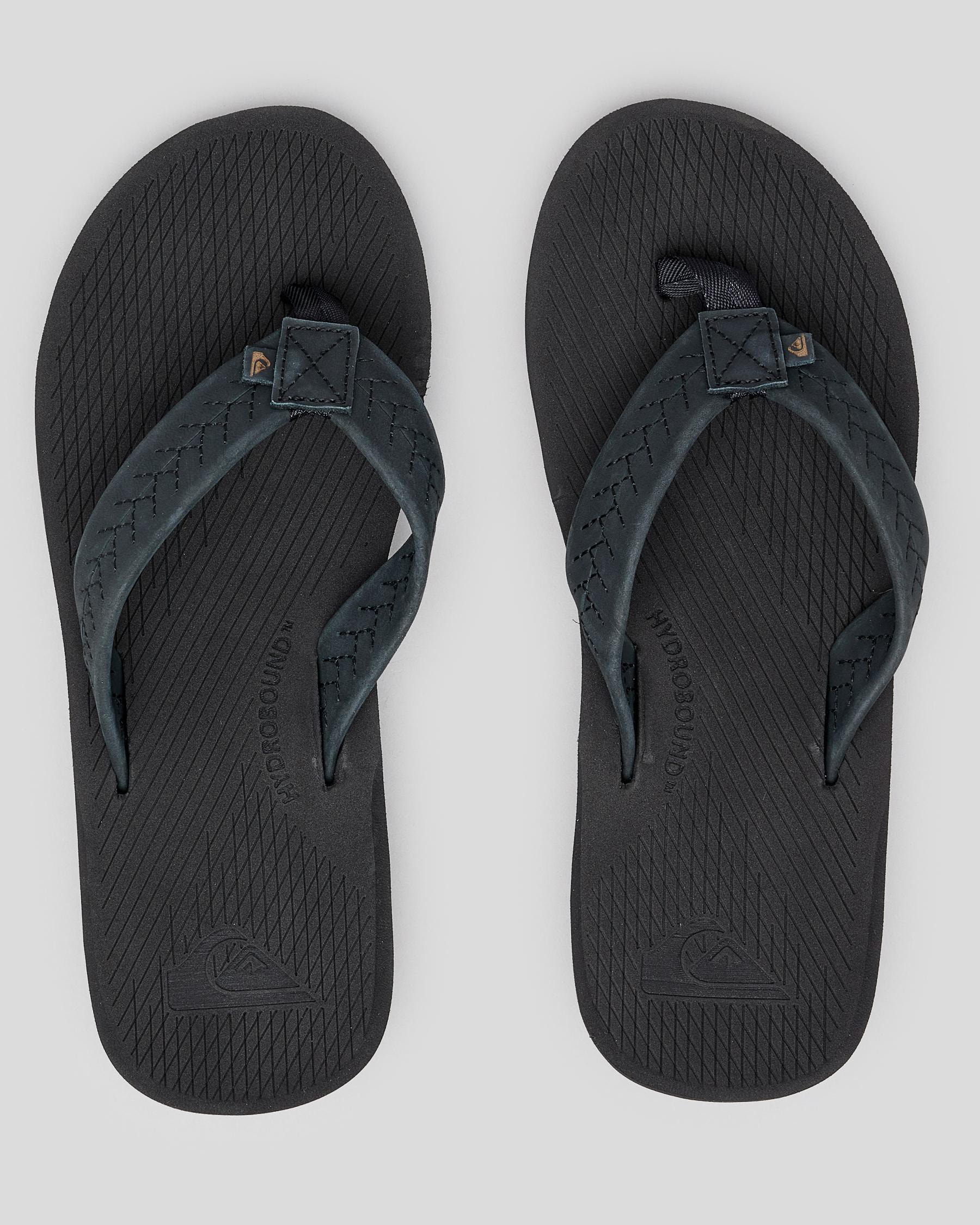 Shop Quiksilver Left Coasta Thongs In Black/black/brown - Fast Shipping ...