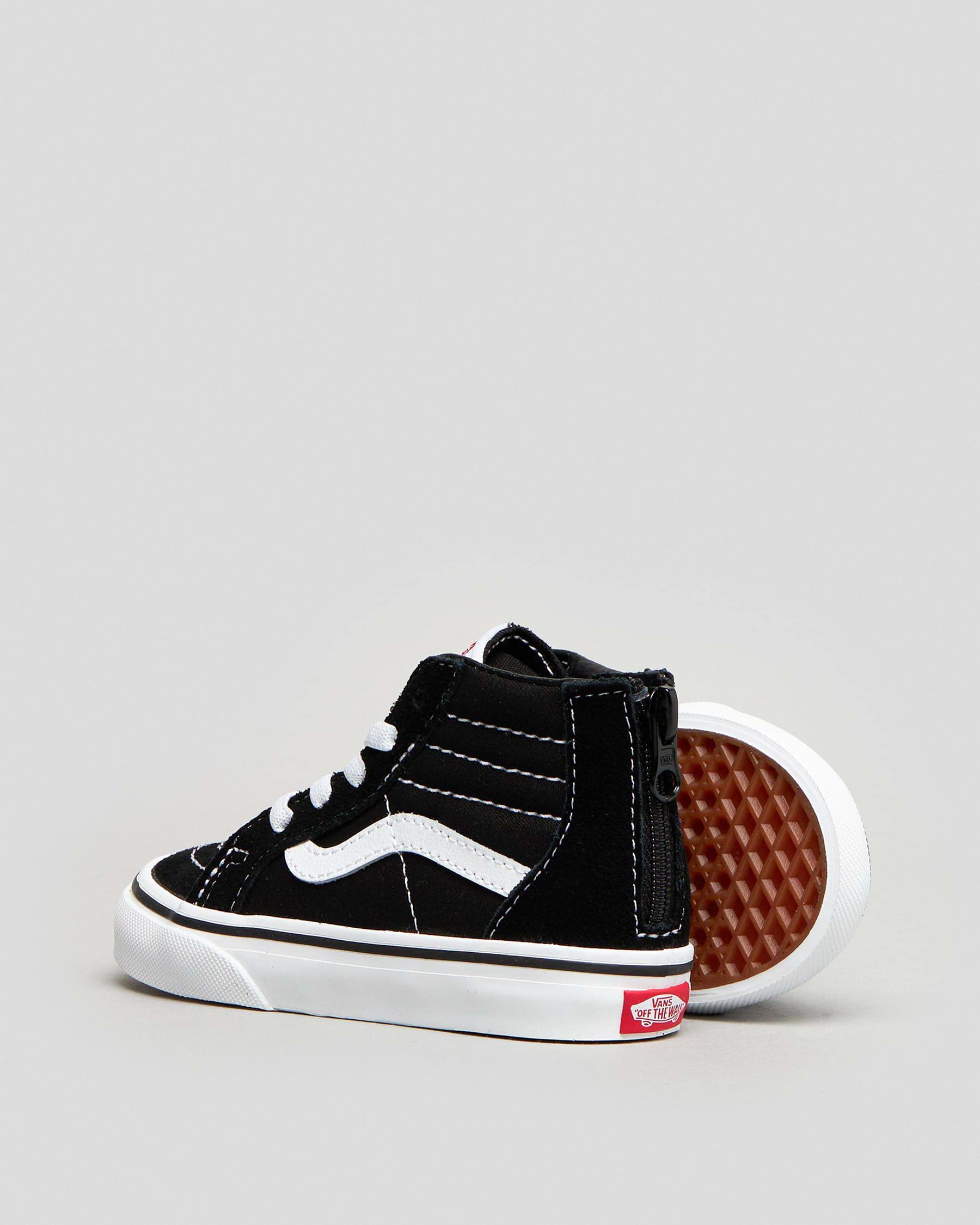 Shop Vans Toddlers' Sk8-Hi Zip Shoes In Black/white - Fast Shipping ...