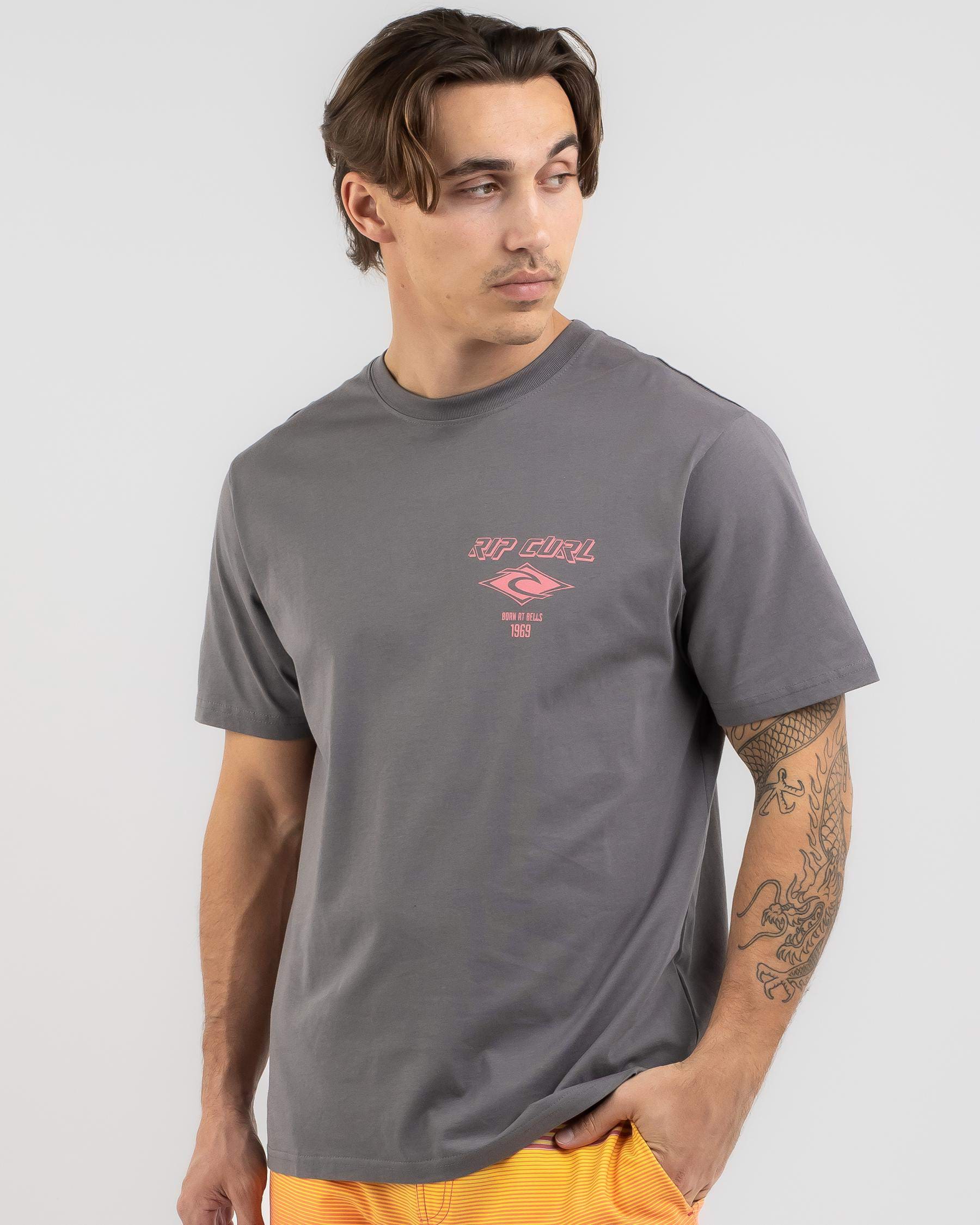 Shop Rip Curl Fade Out Icon T-Shirt In Dark Grey - Fast Shipping & Easy ...