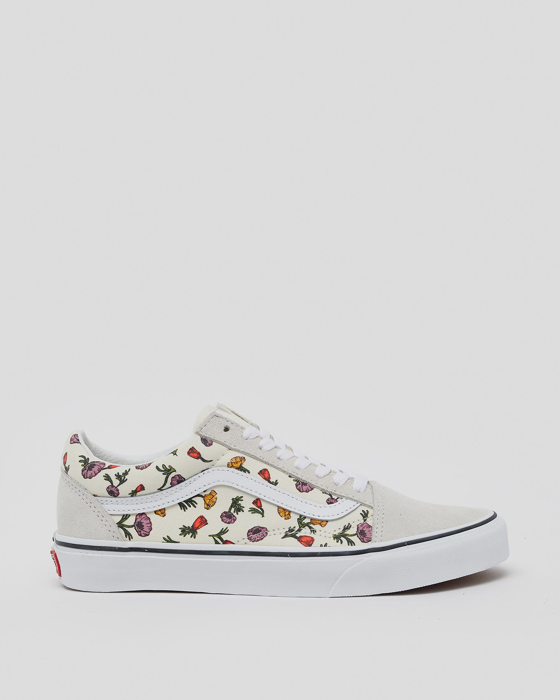 Shop Vans Womens Old Skool Shoes In Poppy Floral Cream - Fast Shipping ...