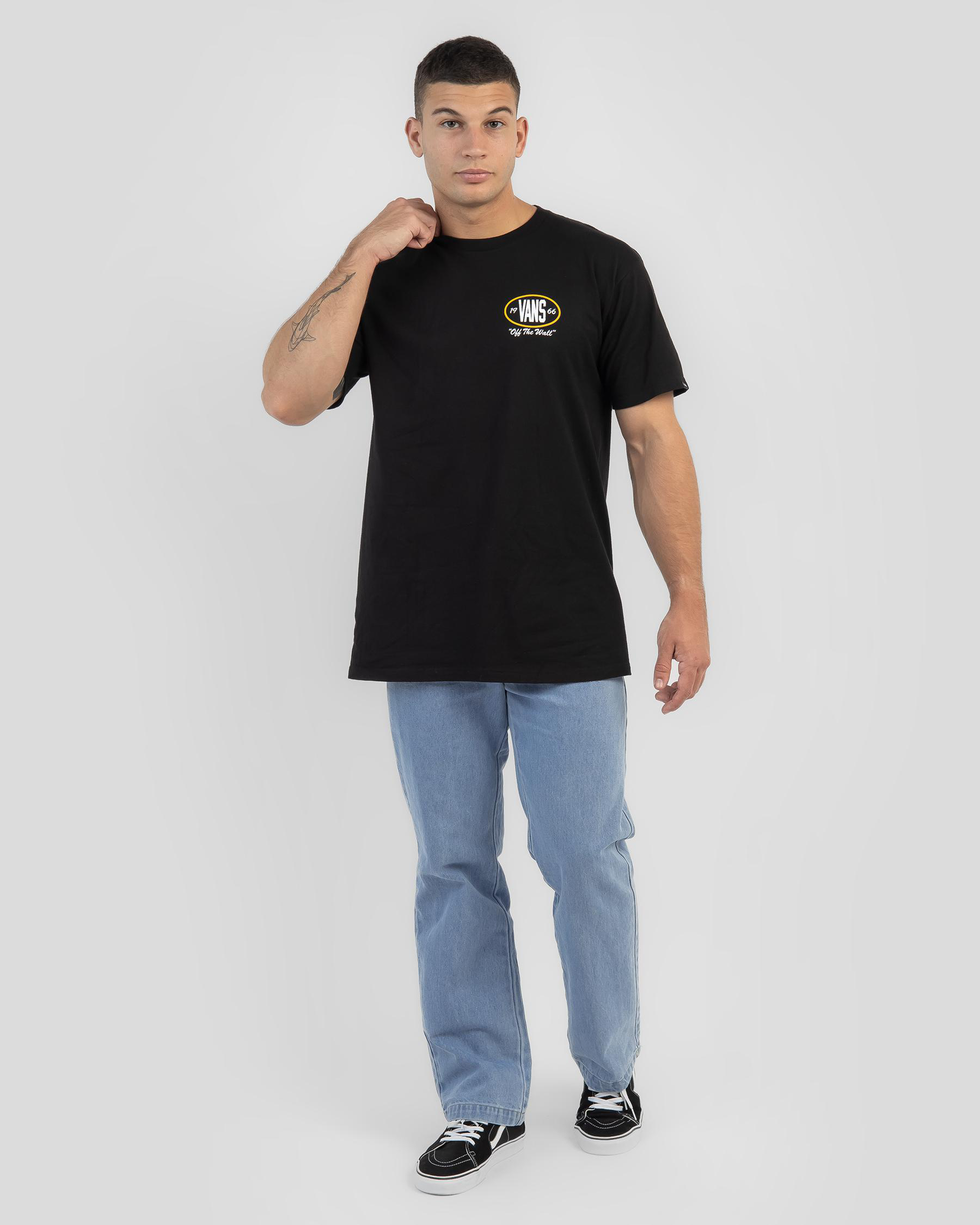 Shop Vans Team Player Checkerboard T-Shirt In Black/old Gold - Fast ...