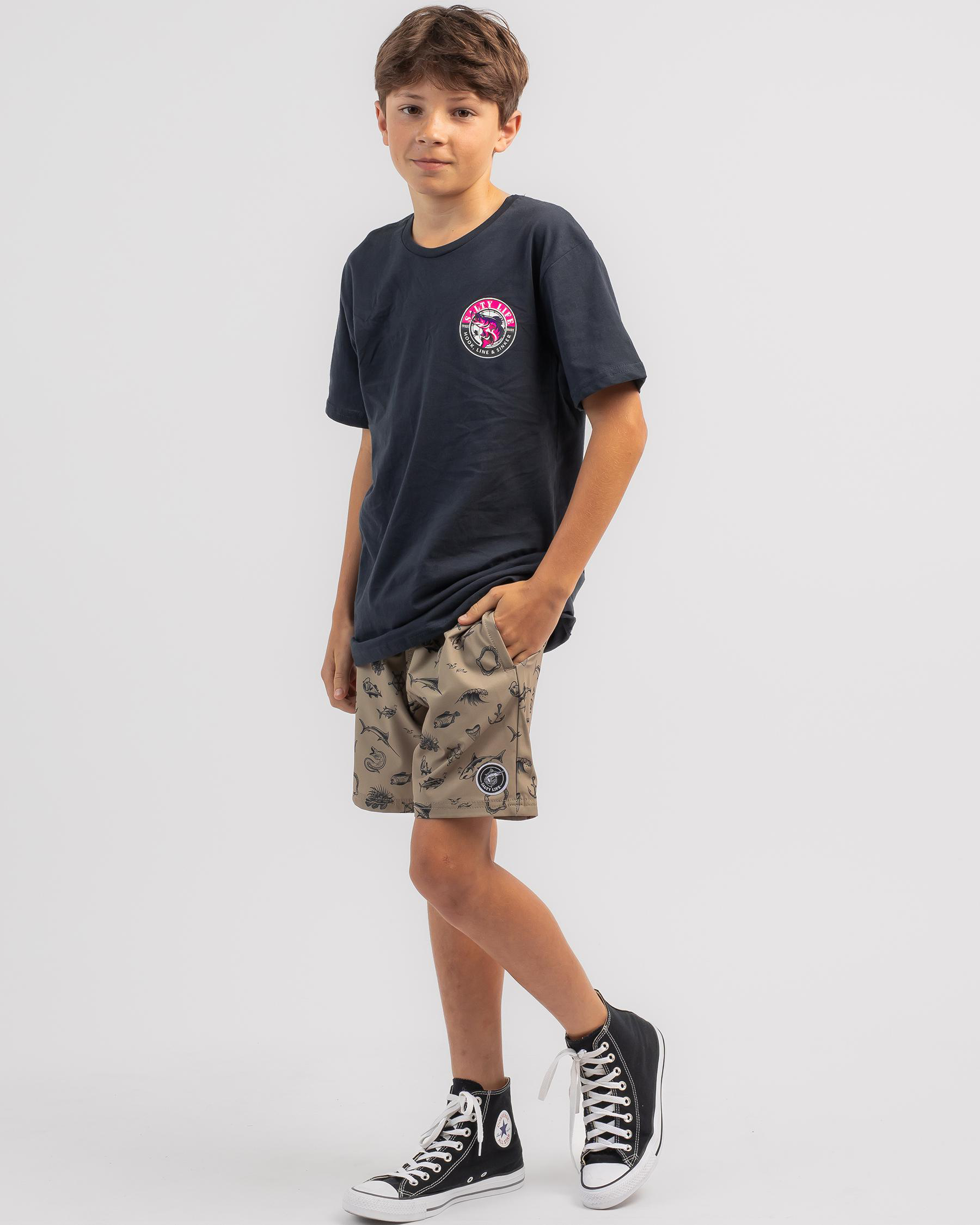 Salty Life Boys' Deep Mully Shorts In Tan - Fast Shipping & Easy ...
