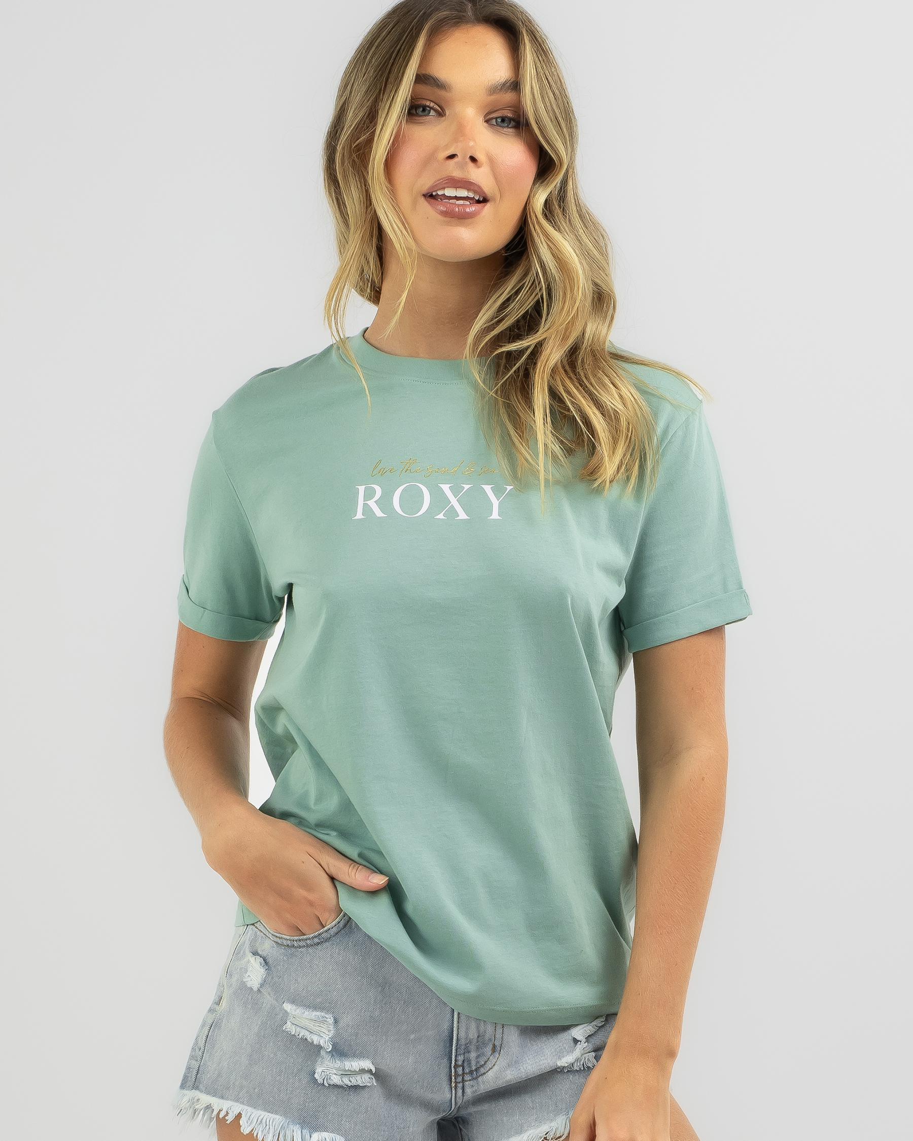 Shop Roxy Noon Ocean T-Shirt In Blue Surf - Fast Shipping & Easy ...