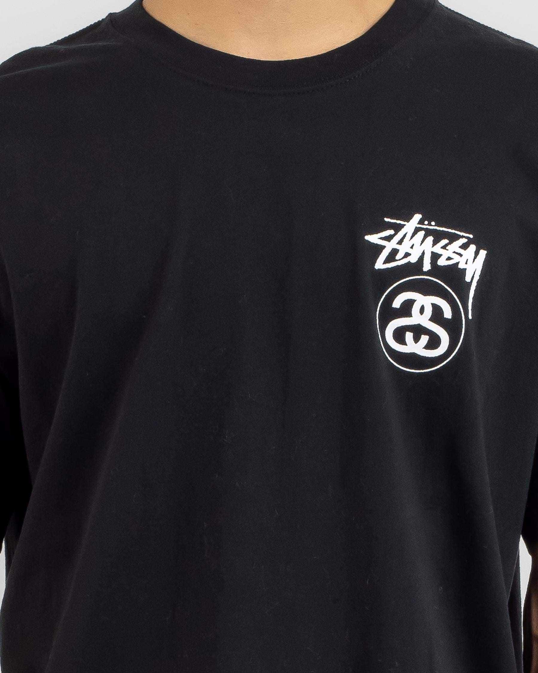Shop Stussy Solid Stock Link T-Shirt In Black - Fast Shipping & Easy ...