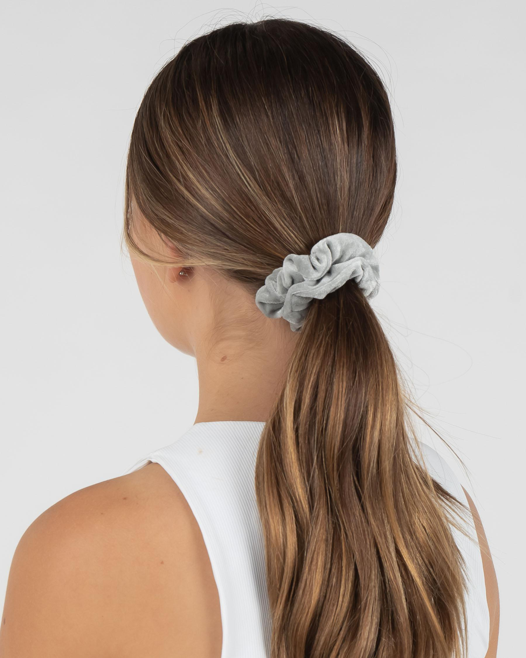 Shop Karyn In LA Mini Velvet Scrunchie Pack In Mint/grey/blue/lilac ...