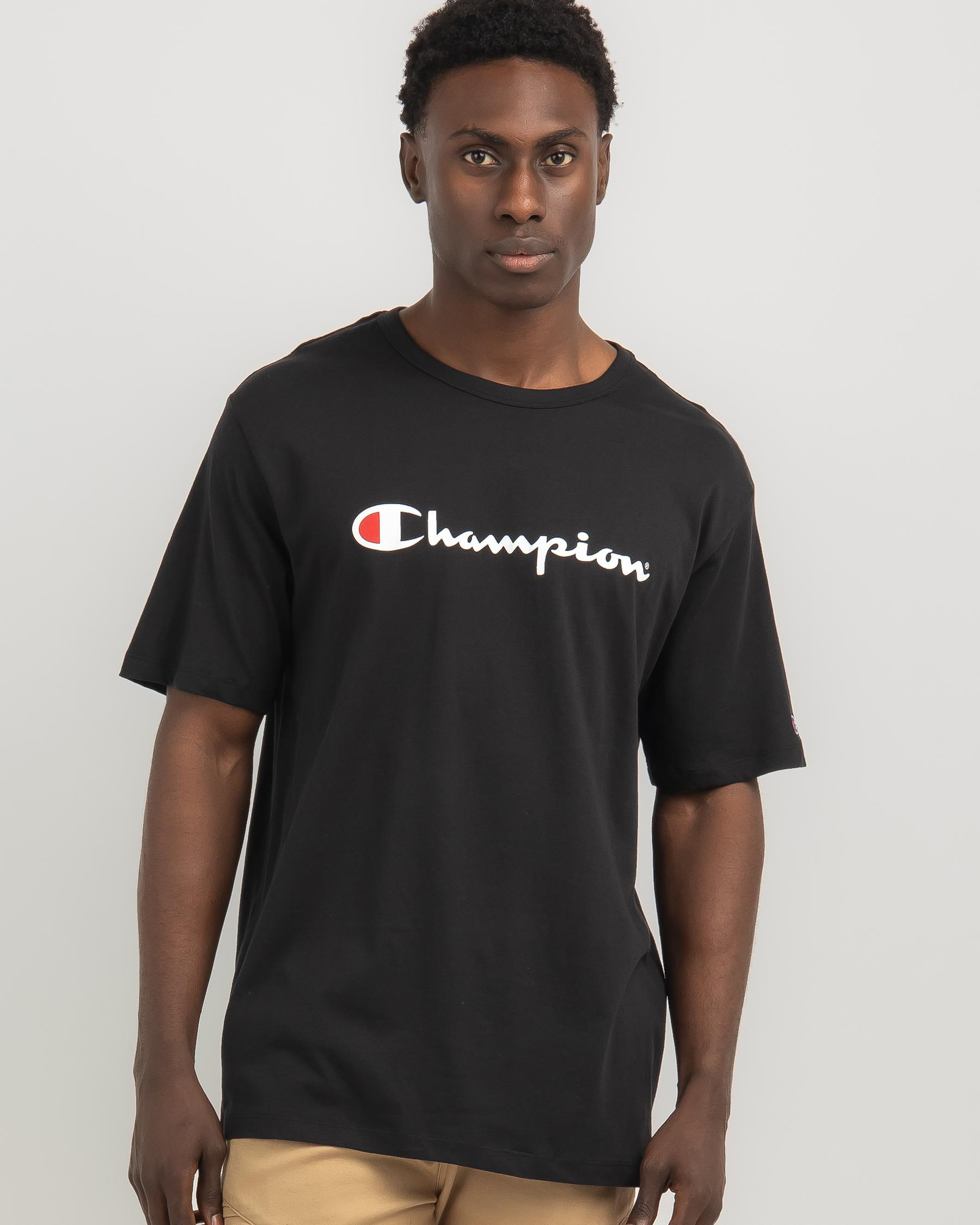 Shop Champion Logo T-Shirt In Black - Fast Shipping & Easy Returns ...