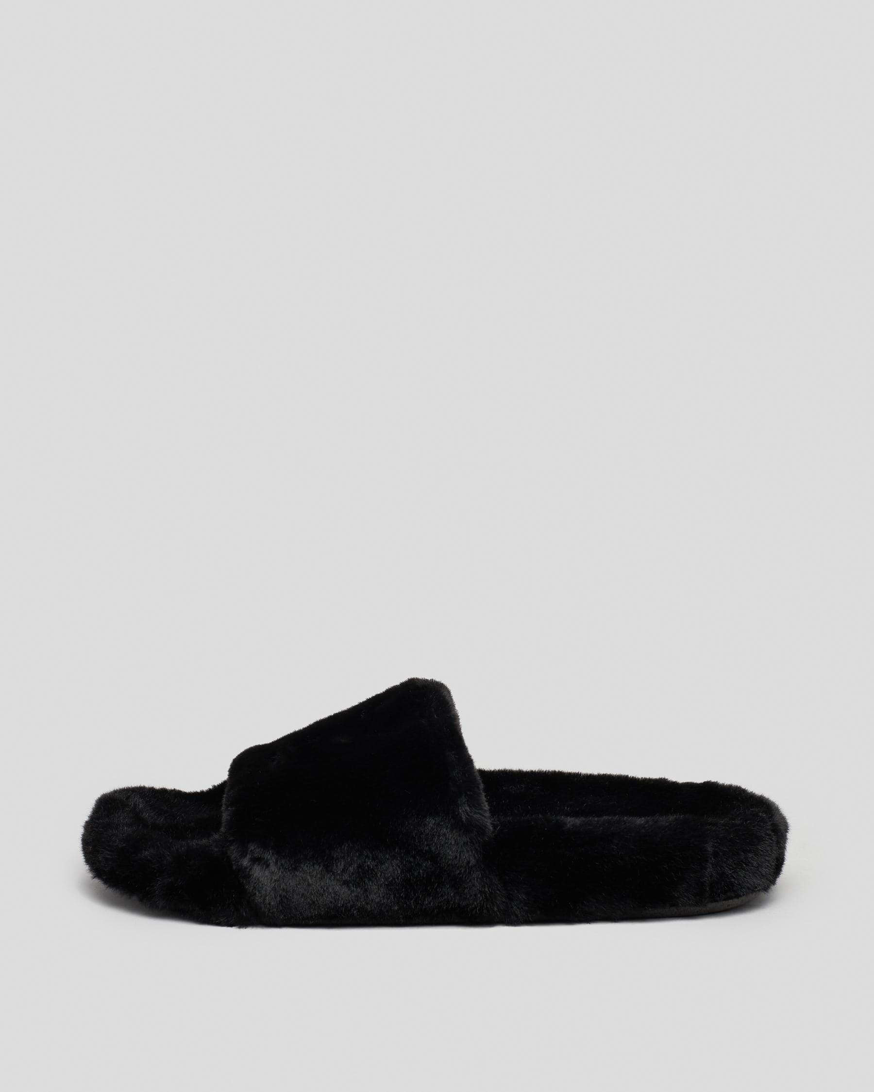 Playboy Fuzzy Bunny Slide Sandals In Black Fast Shipping Easy