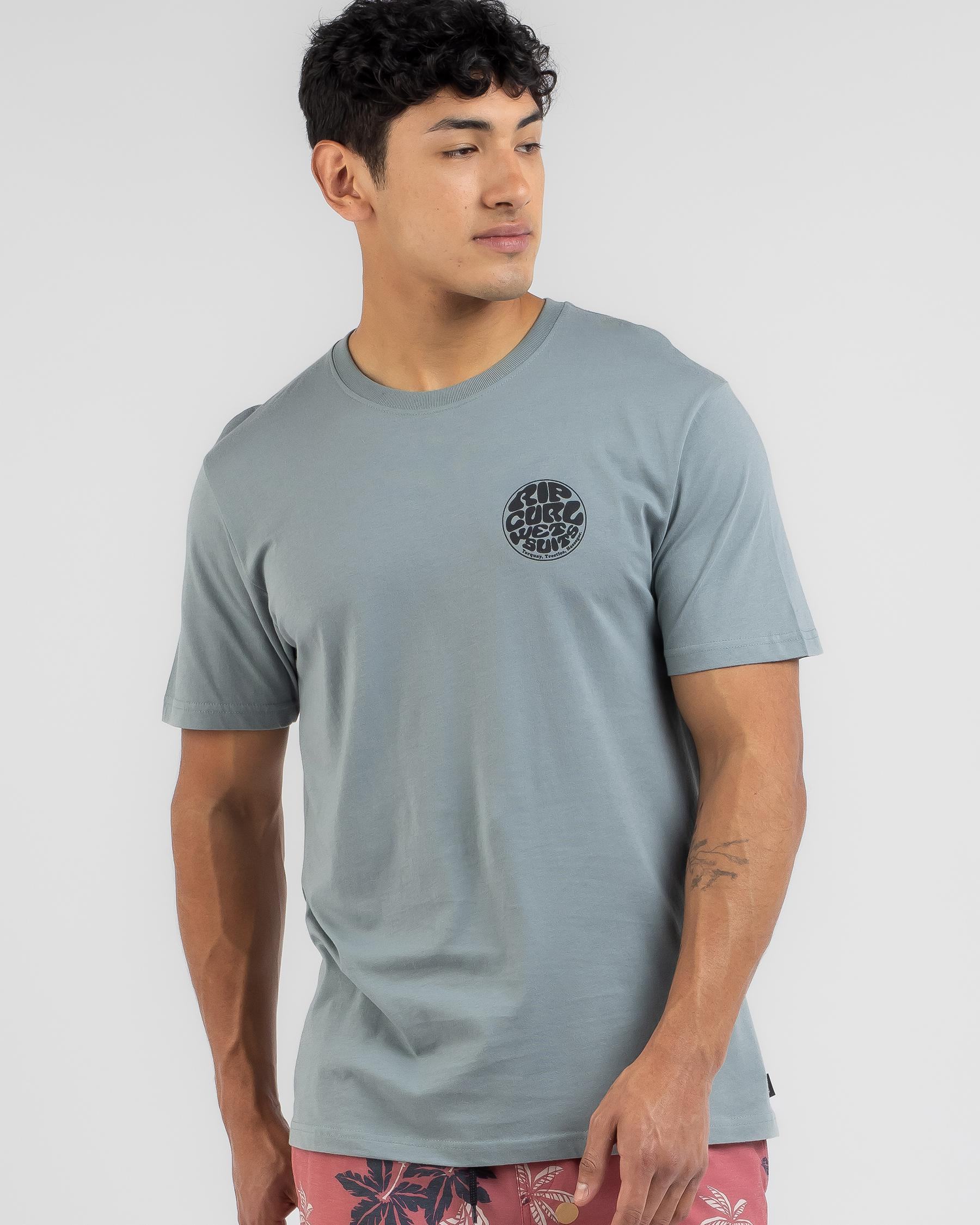 Shop Rip Curl Wetsuit Icon T-Shirt In Mineral Blue - Fast Shipping ...