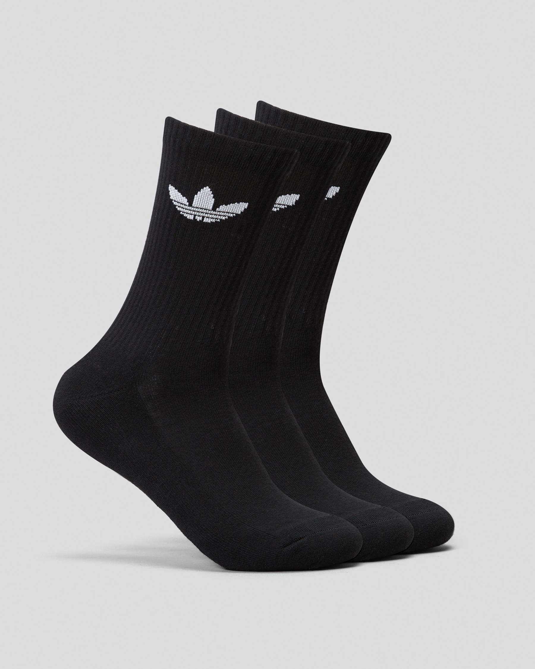 Shop adidas Trefoil Crew Sock 3 Pack In Black - Fast Shipping & Easy ...