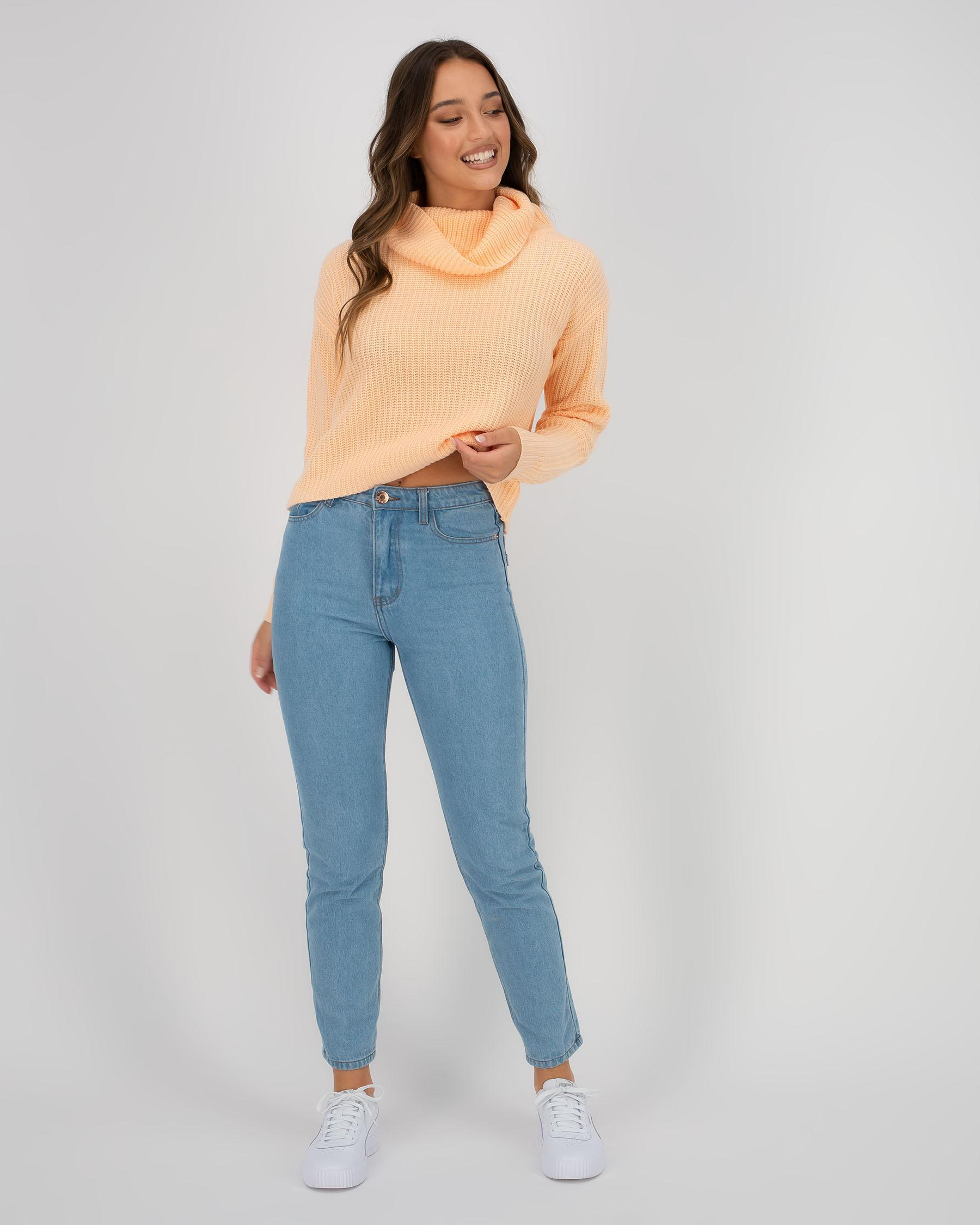 Shop Ava And Ever Jemma Tunnel Knit Jumper In Peach - Fast Shipping ...