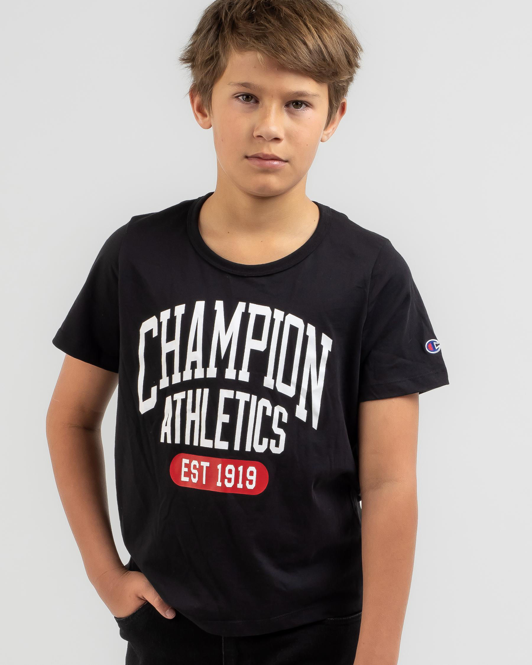 Shop Champion Boys' Sporty T-Shirt In Black - Fast Shipping & Easy ...