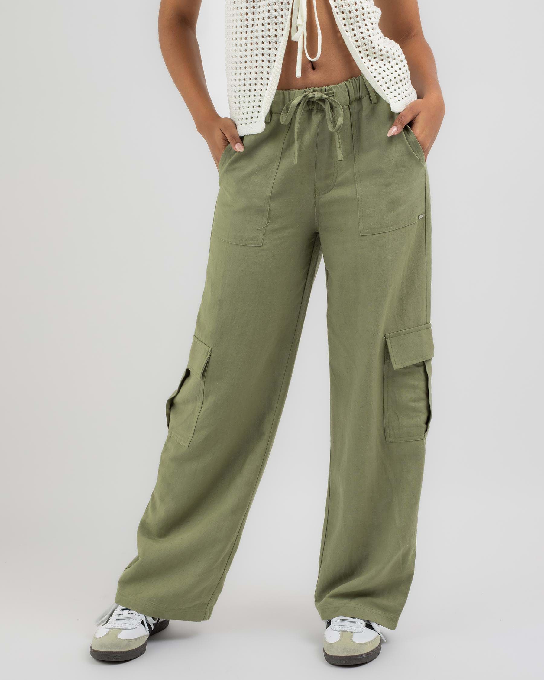 Shop Ava And Ever Bronte Beach Pants In Olive - Fast Shipping & Easy ...