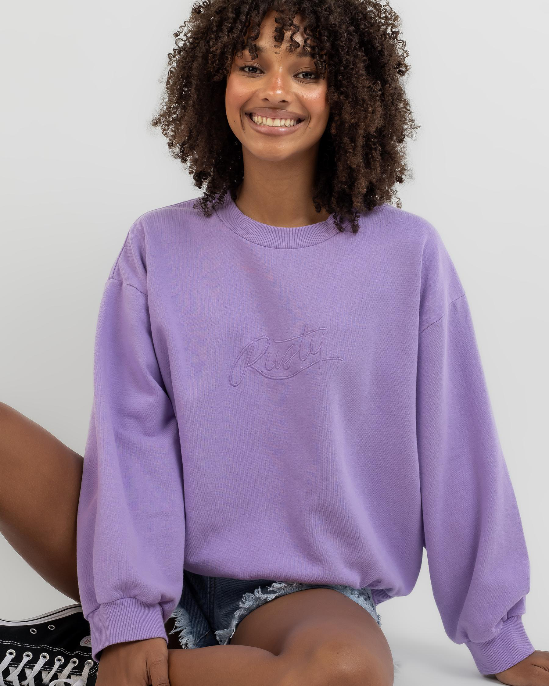 Shop Rusty Logo Oversize Sweatshirt In Lavender - Fast Shipping & Easy ...