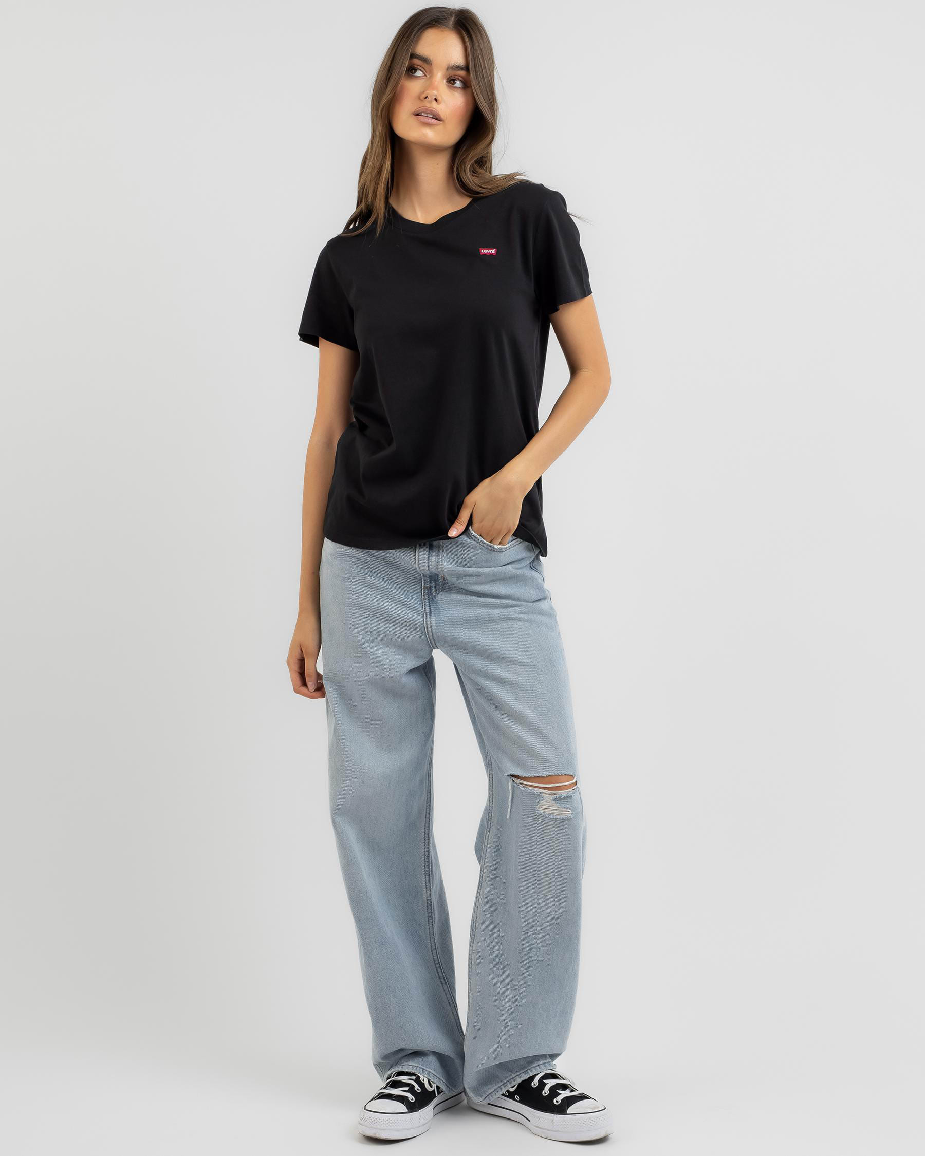 Shop Levi's Perfect T-Shirt In Mineral Black - Fast Shipping & Easy ...