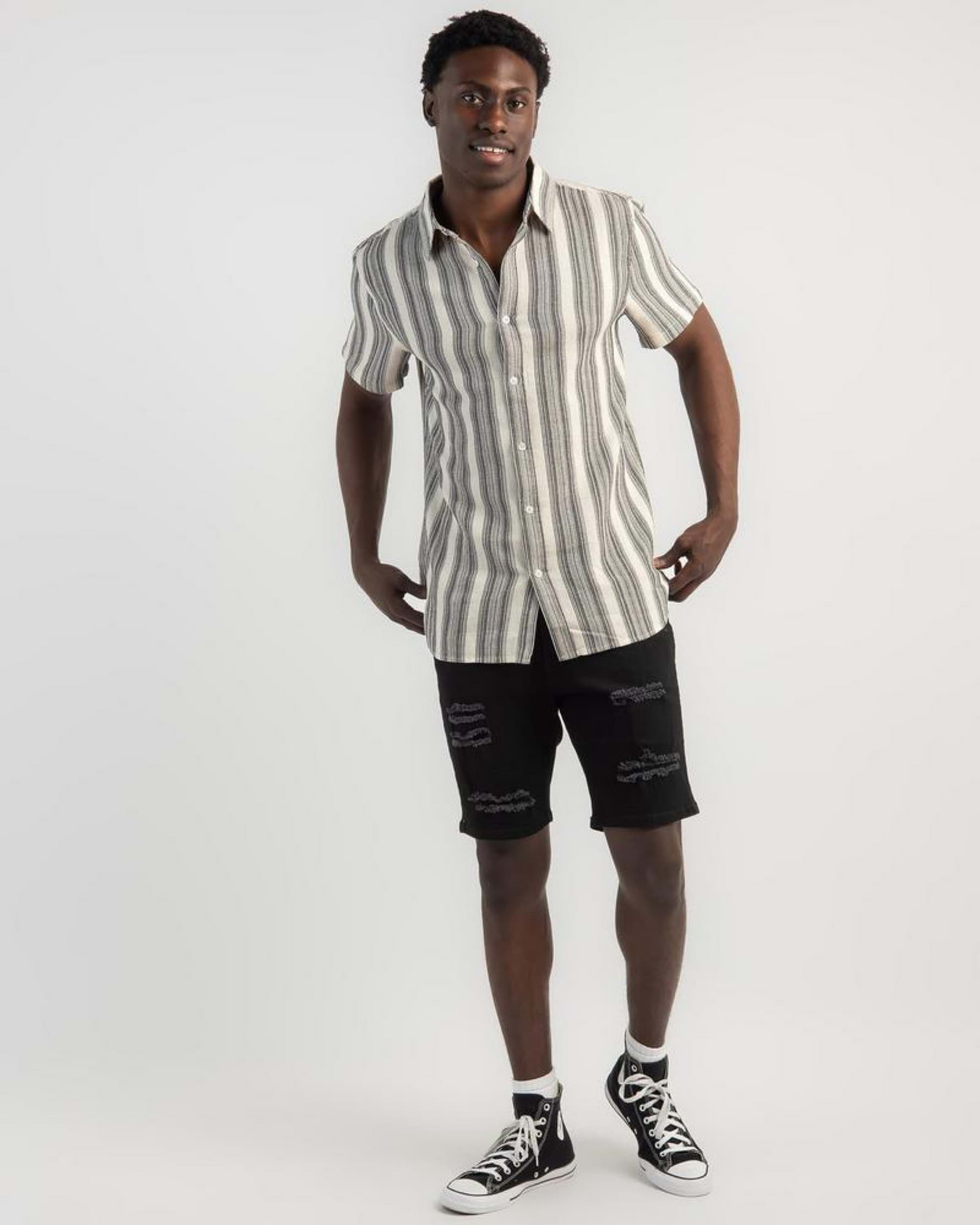 Shop Lucid Bordered Short Sleeve Shirt In Off White - Fast Shipping ...