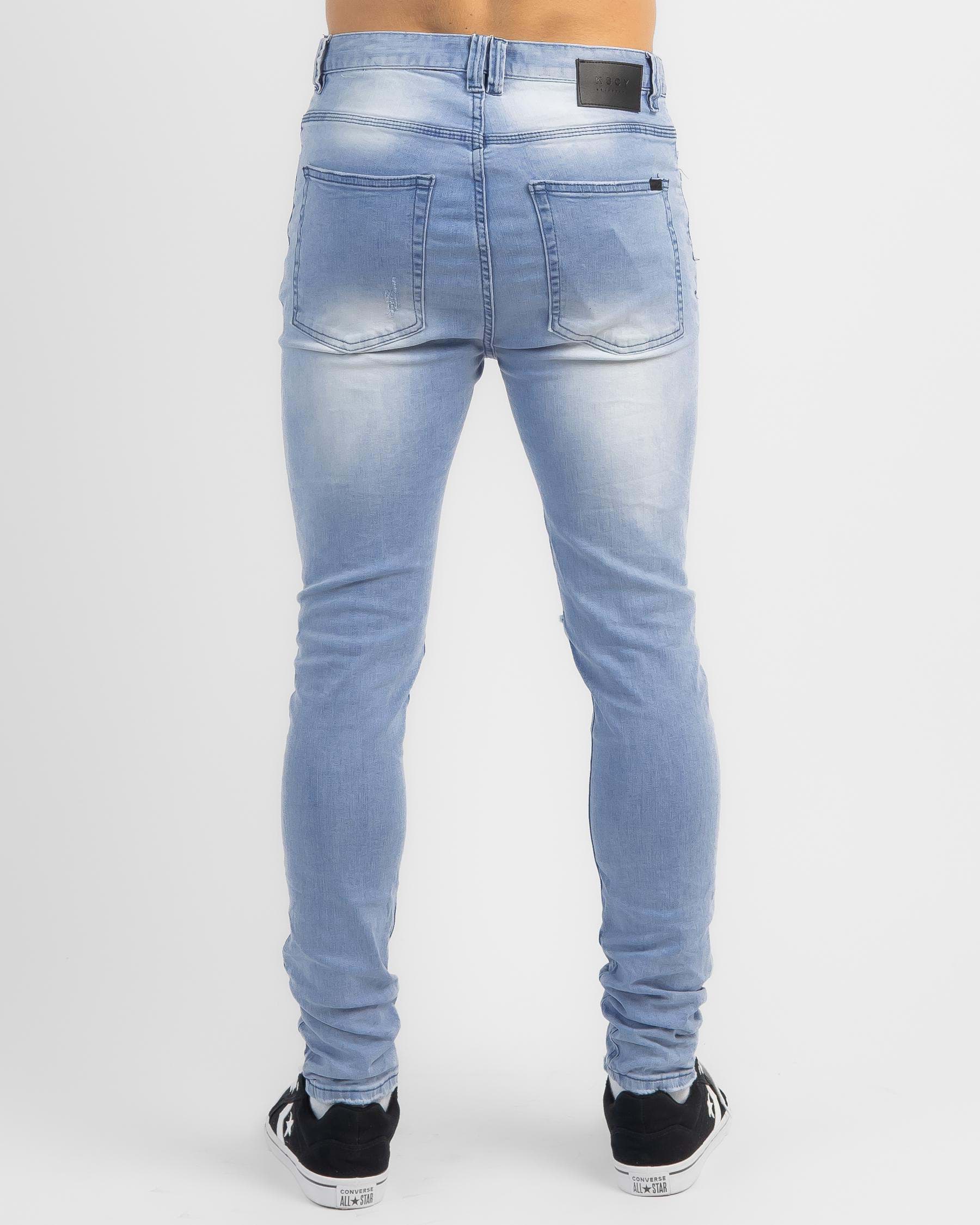 Shop Kiss Chacey K1 Super Skinny Jeans In Destroyed Defiance Blue ...